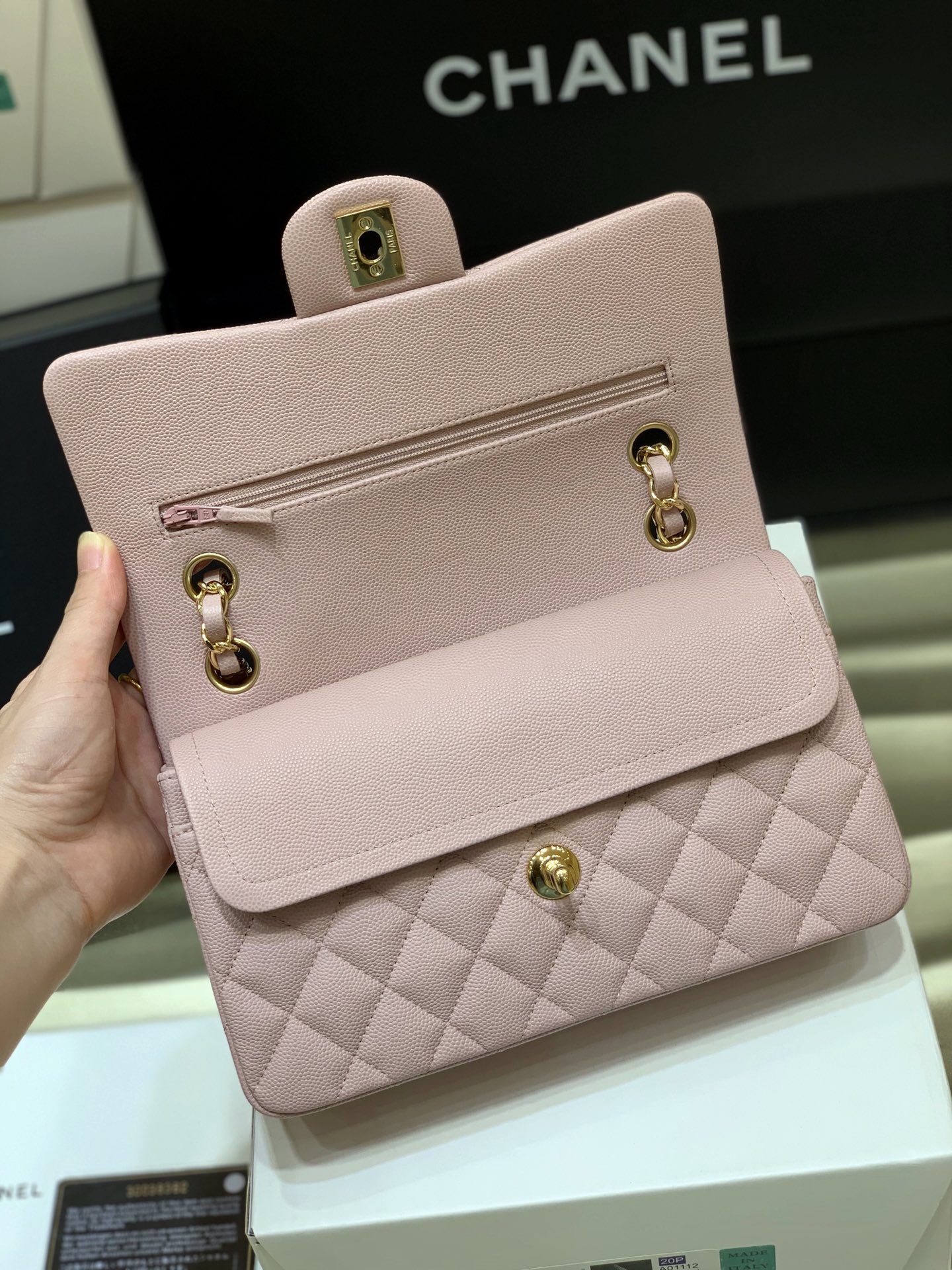 Ch@nel Flap Bag-Caviar-23CM