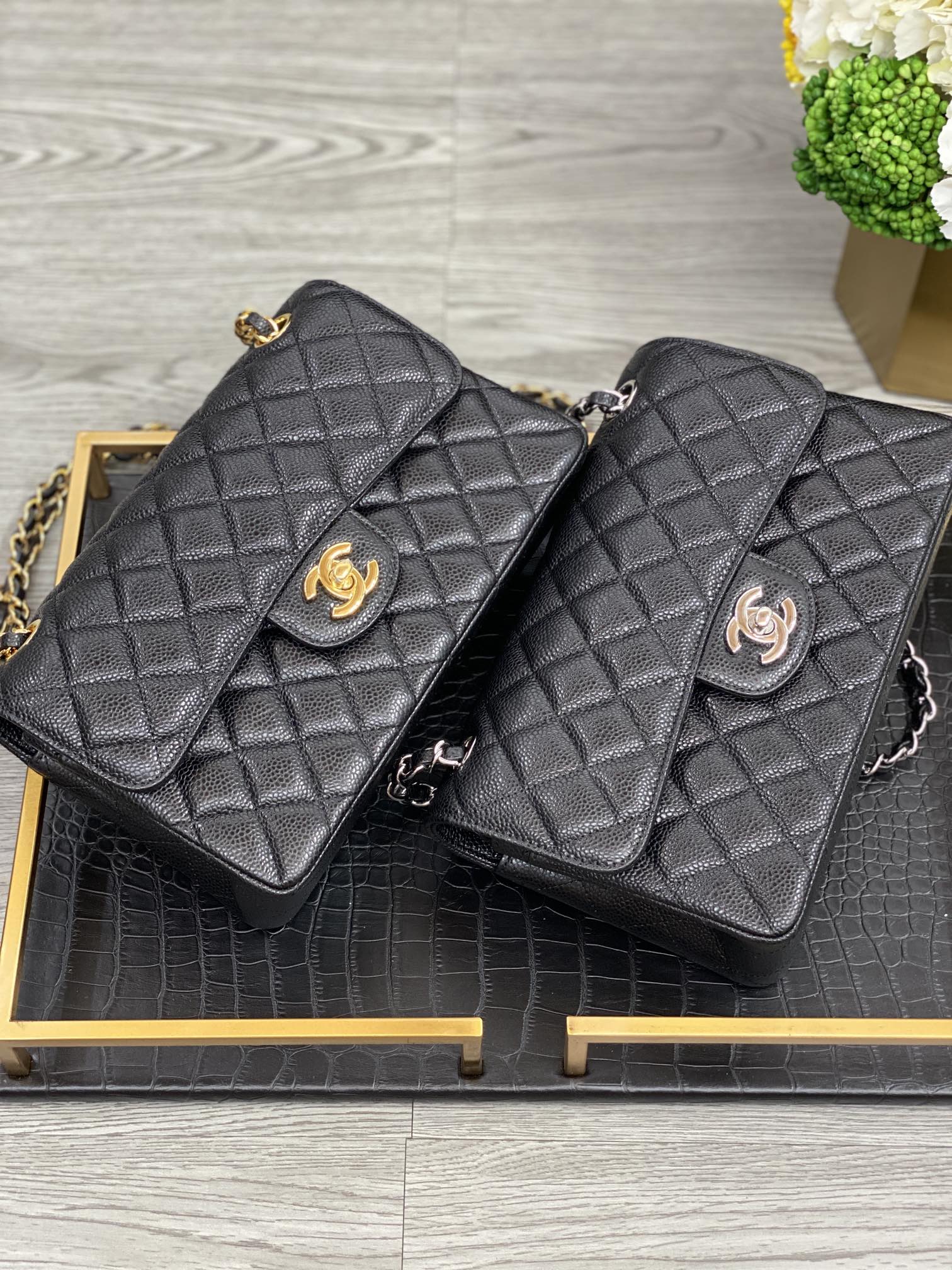 Ch@nel Flap Bag-Caviar-23CM