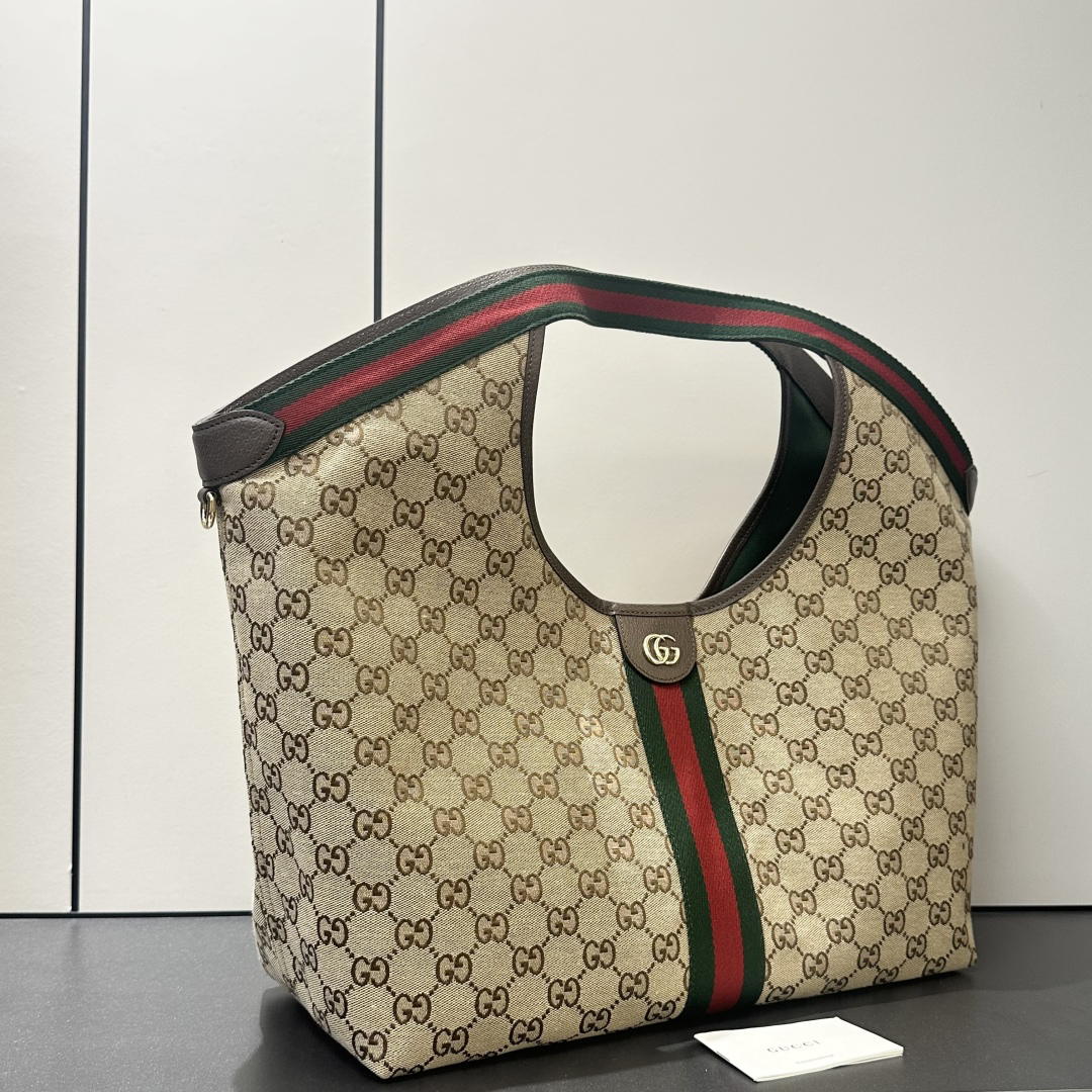 Gv*c*giglio large tote bag in beige and brown gg canvas-60*47*16cm