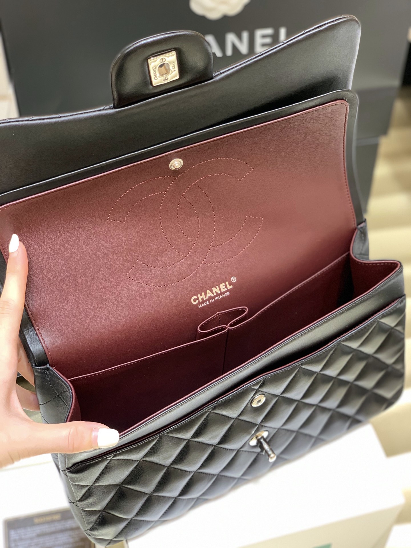 Ch@nel Flap Bag-Lambskin-Silver-30CM