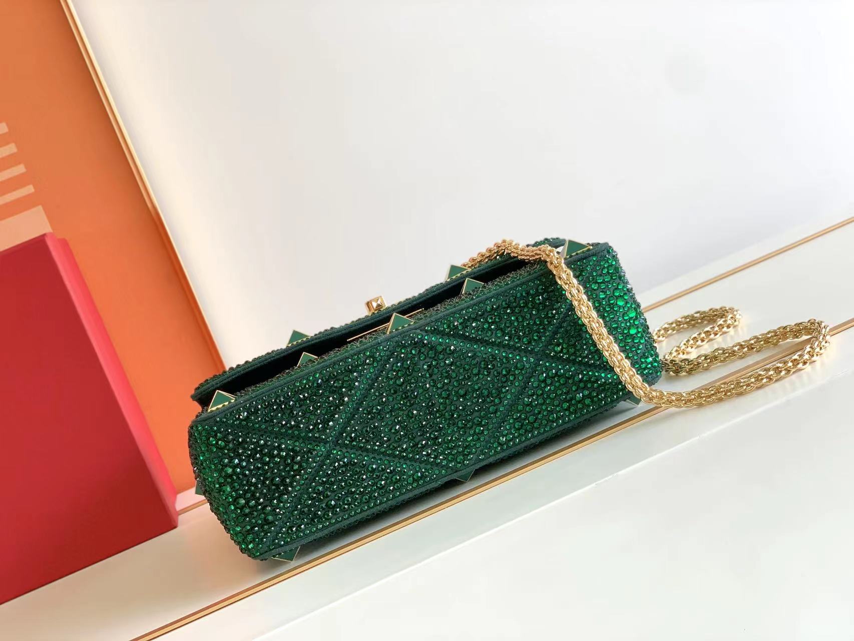 Valentino Roman Stud The Soulder BAG In Nappa With Chain-26x16x8CM