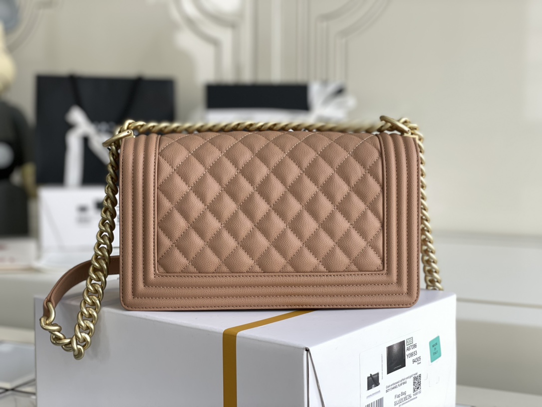 Ch@nel Boy Bag-Caviar-25CM