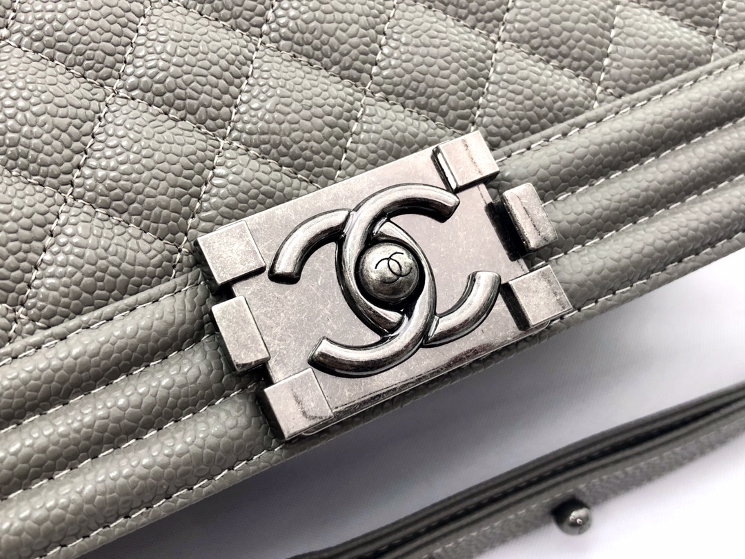 Ch@nel Boy Bag-Caviar-28CM