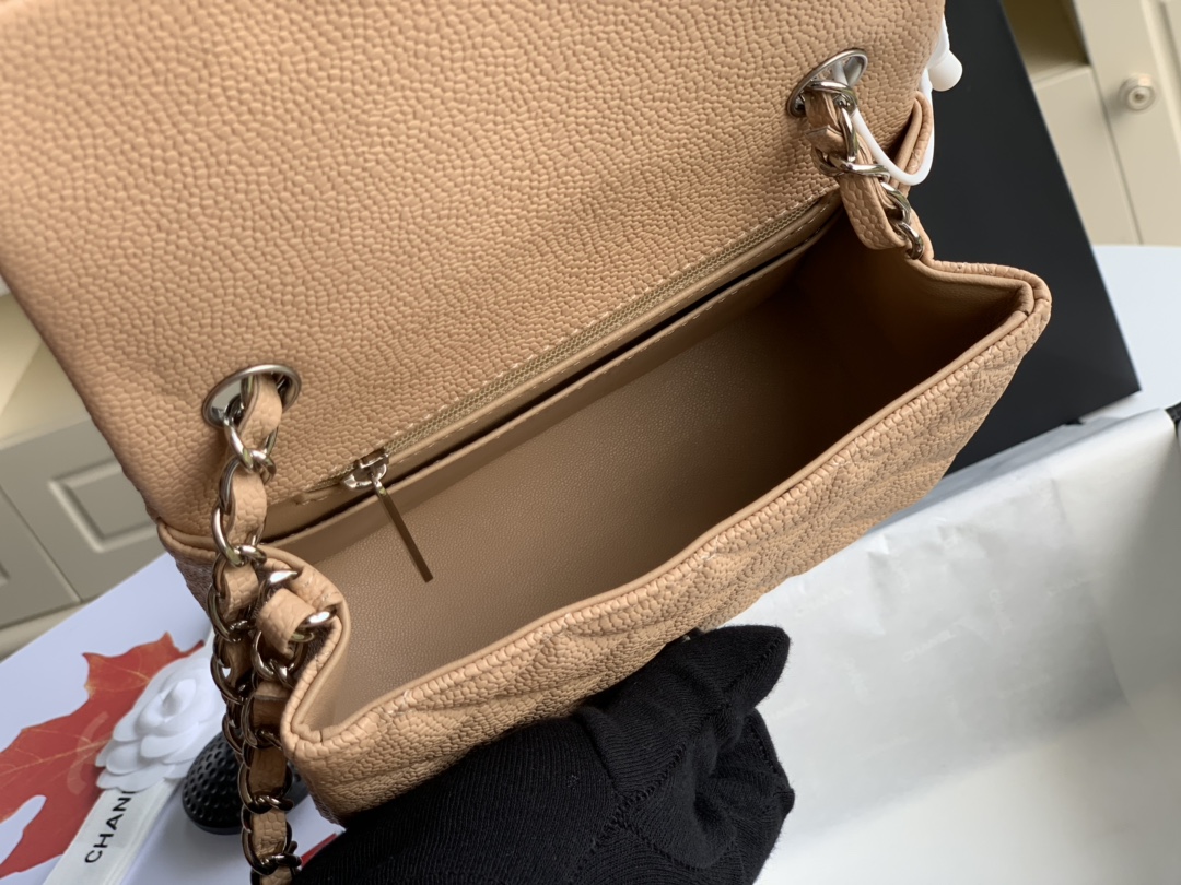 Ch@nel Flap Bag-Lambskin-Silver Hardware-17CM