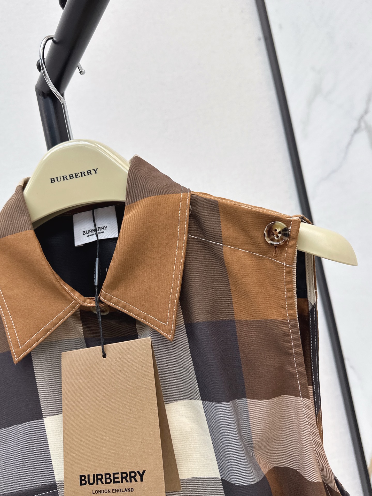 Bur 25SS Classic Checkered Shirt Dress