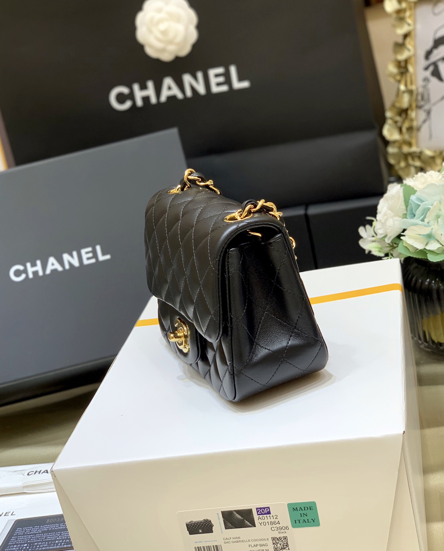 Ch@nel Flap Bag-Lambskin-17CM