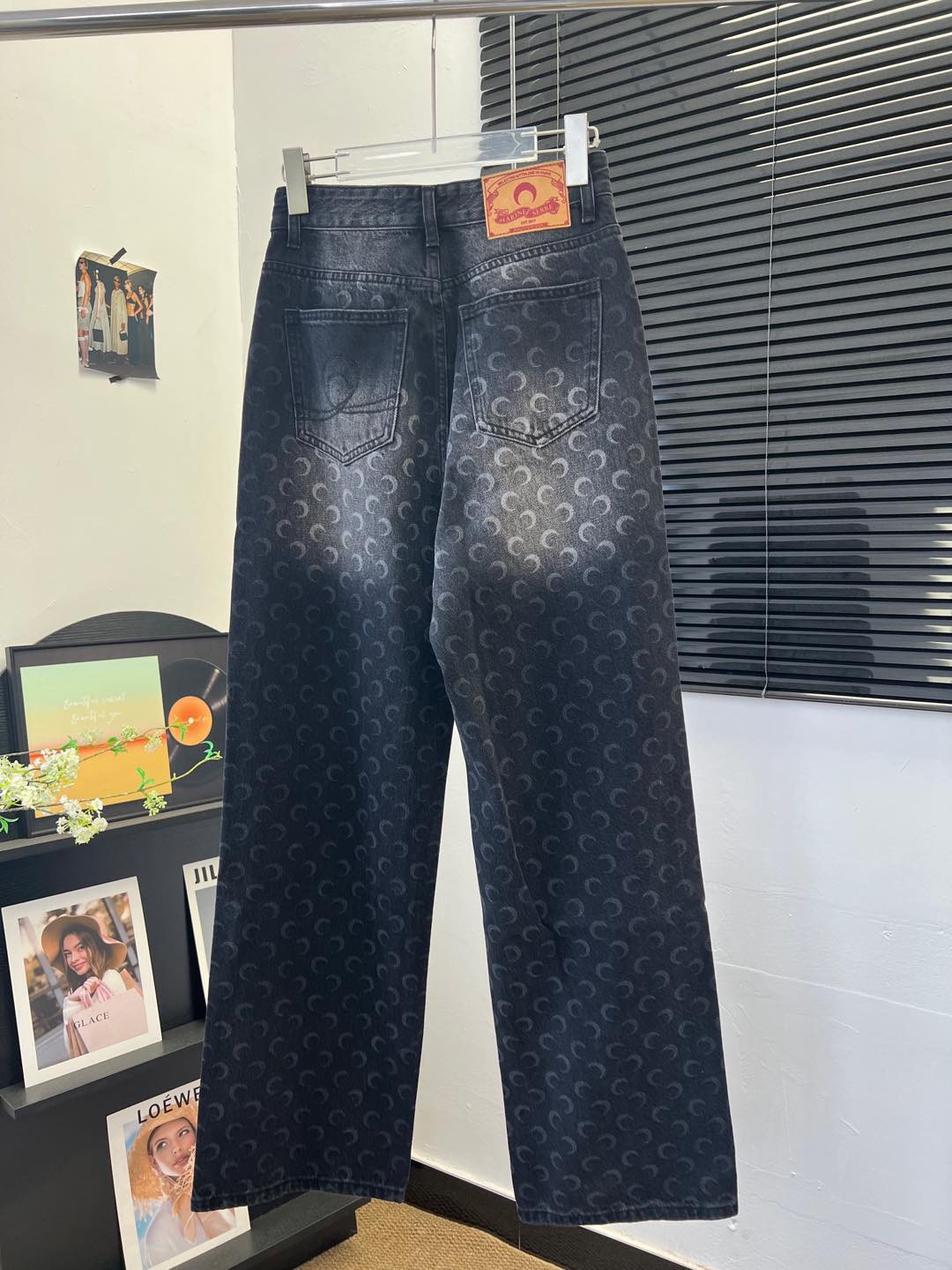 Marine Serre Regenerated-denim slim-fit Jeans