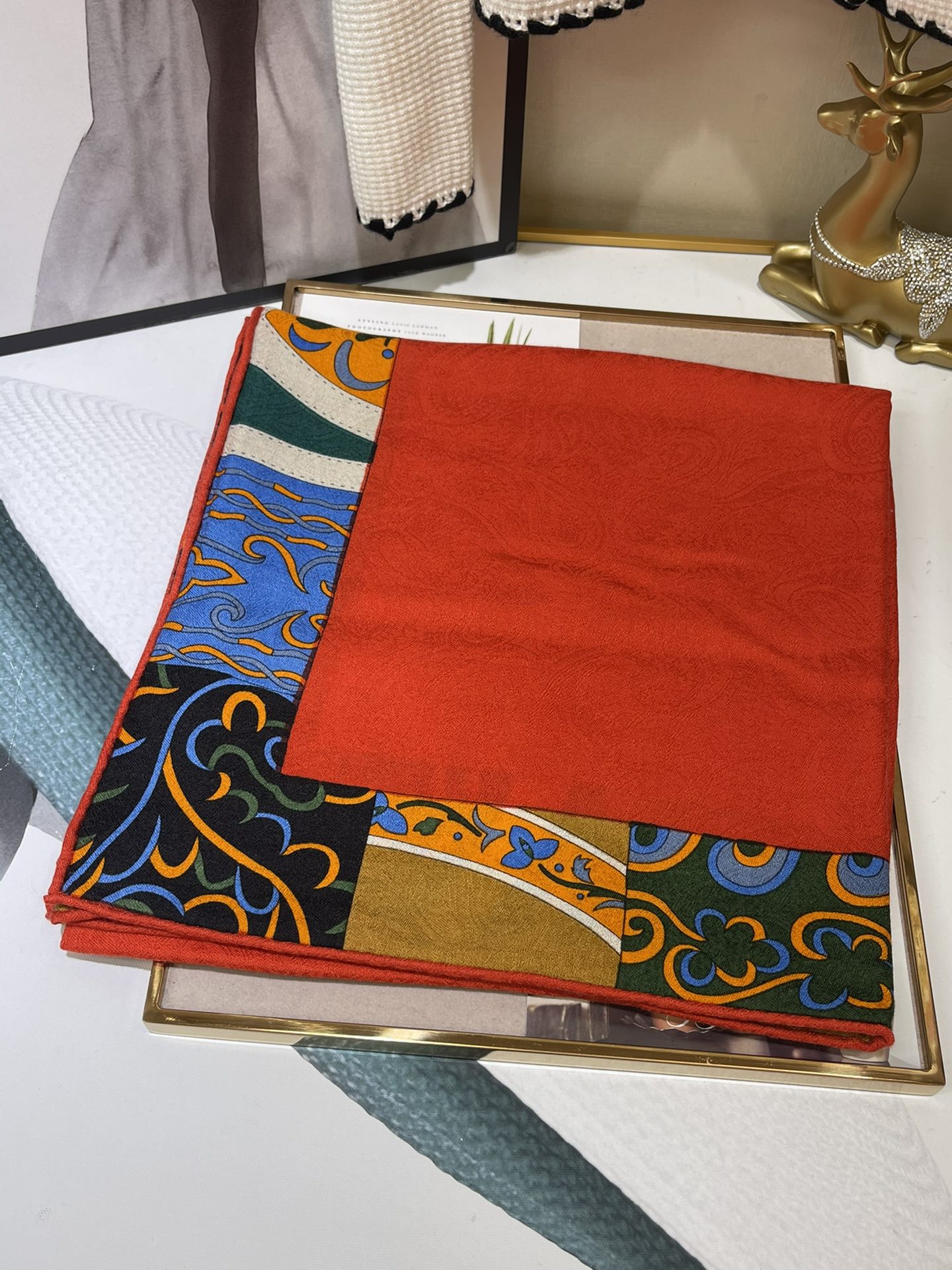 H**mes square towel-140*140cm