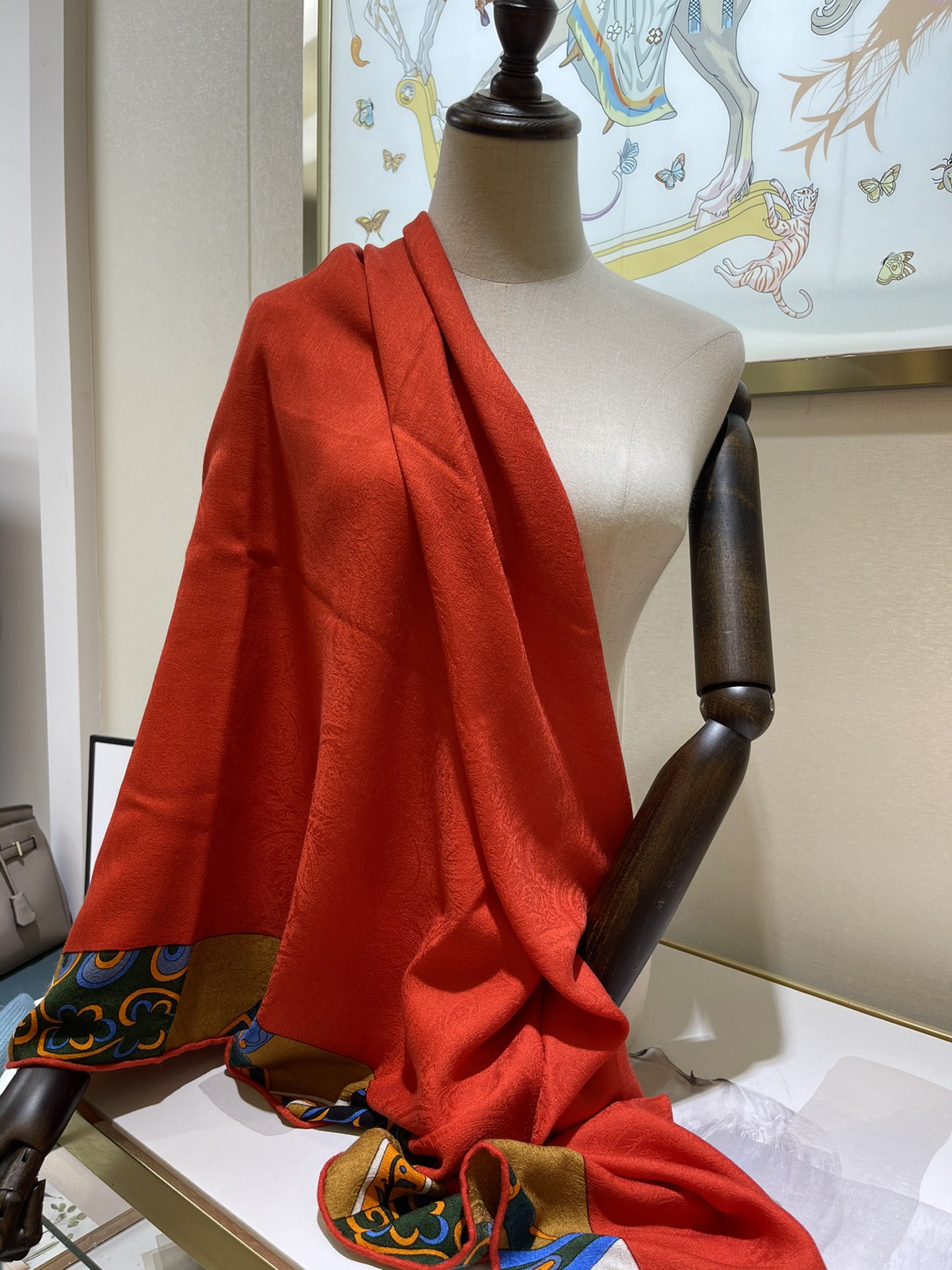 H**mes square towel-140*140cm