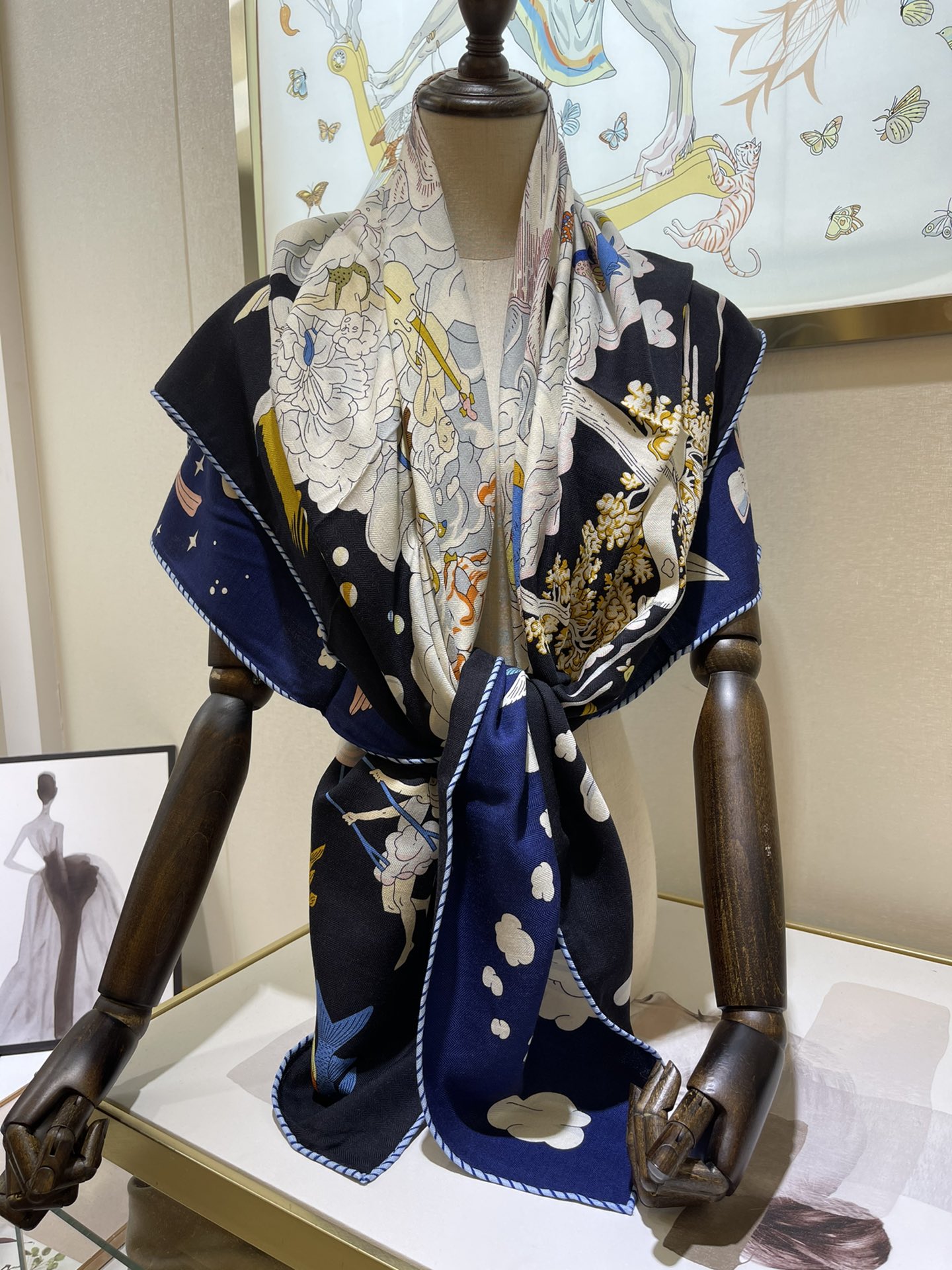 H**mes square towel-140*140cm