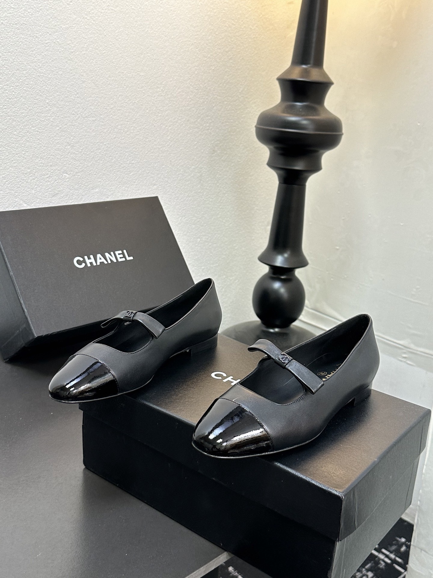 Chan*el Patent Calfskin Mary Janes Flats