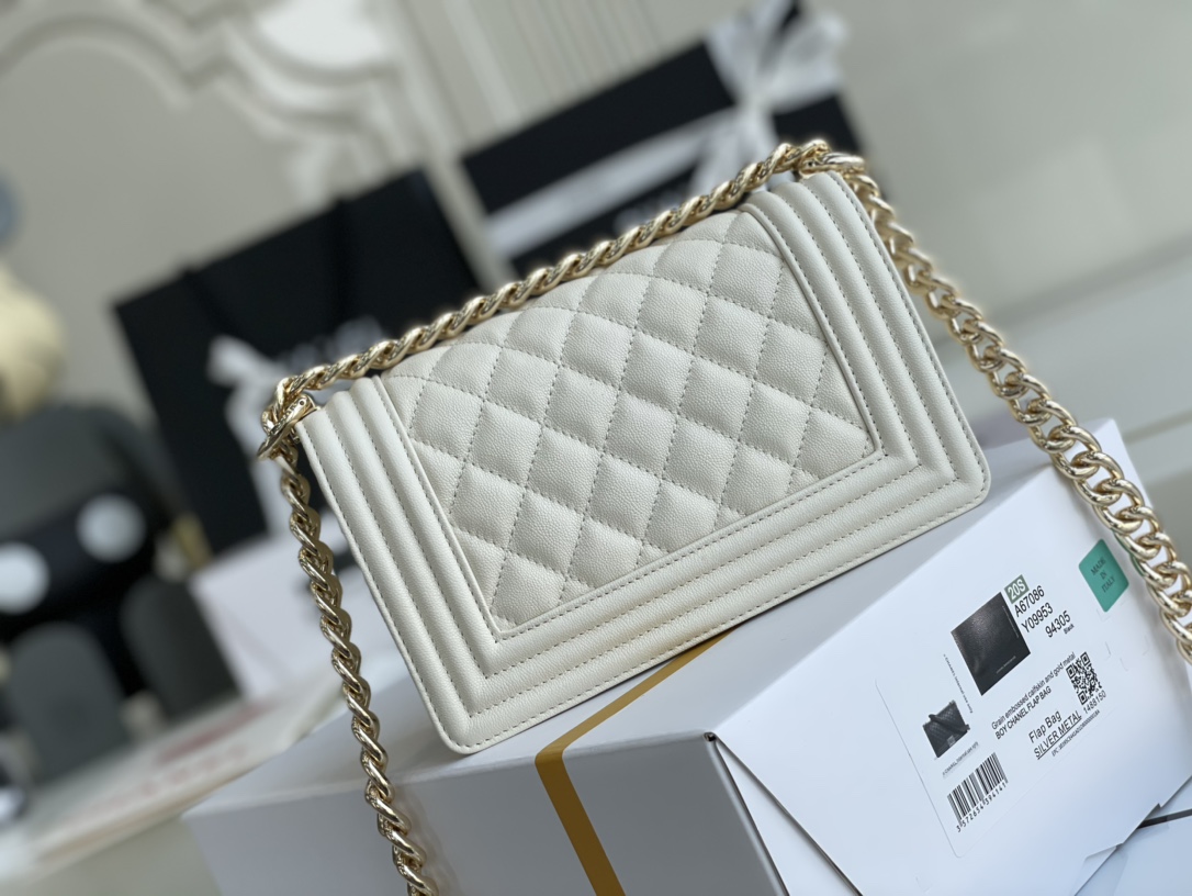 Ch@nel Boy Bag-Caviar-20CM