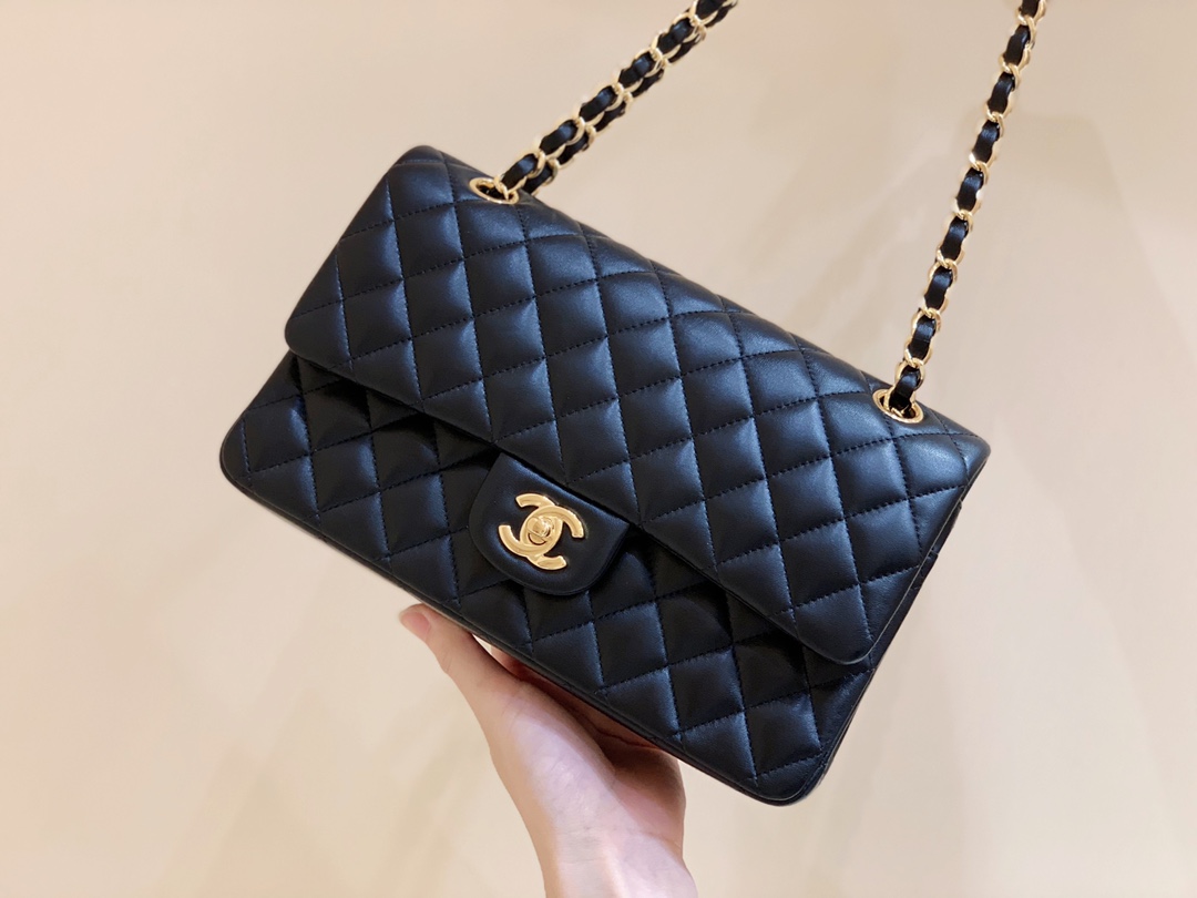 Ch@nel Flap Bag-Lambskin Leather-Gold Hardware-25CM