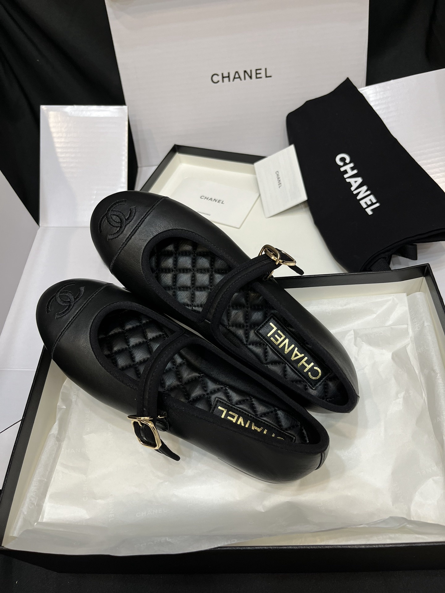 Cha*el Lambskin Mary Jane Flats
