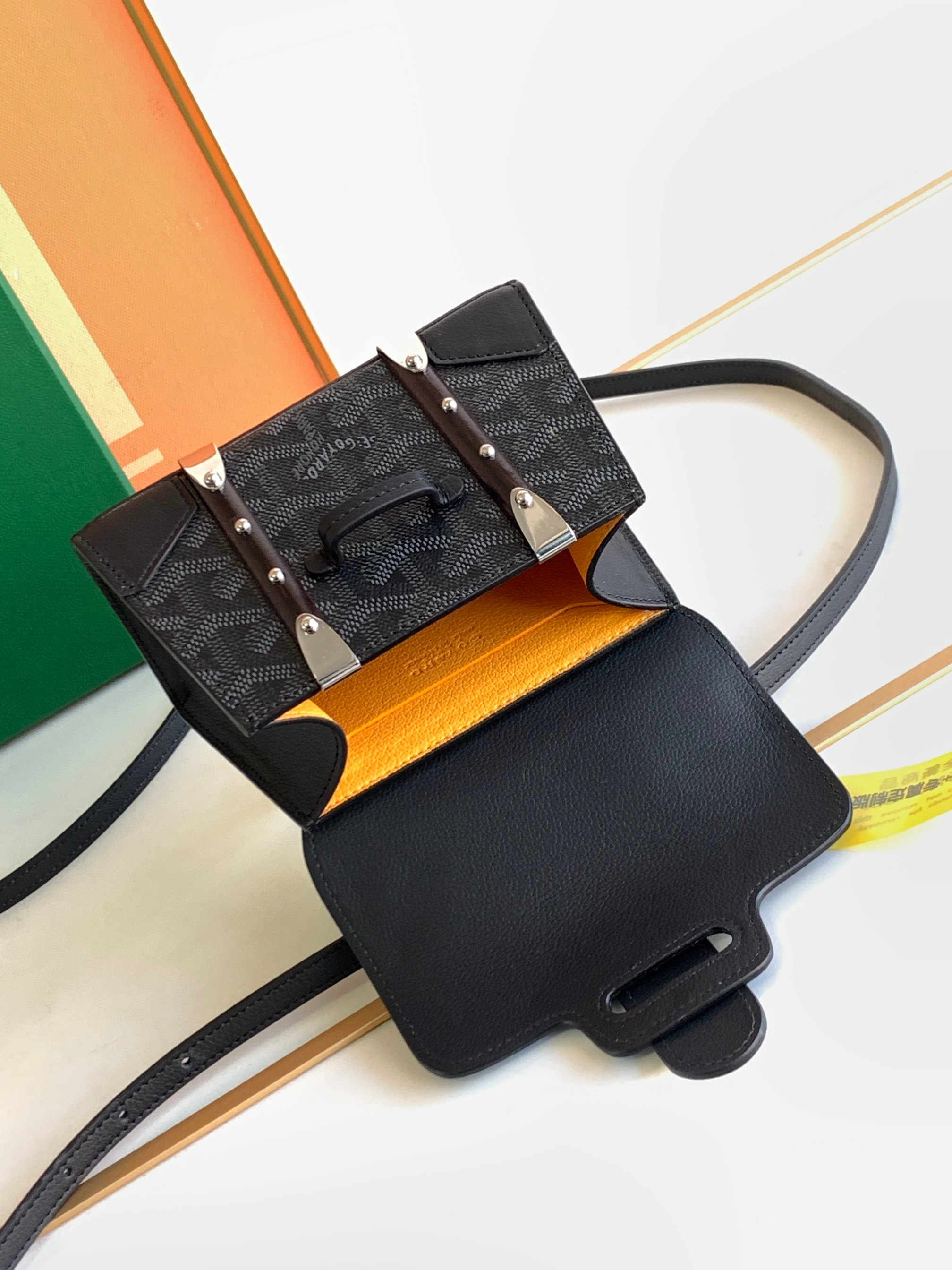 Go*ard coated canvas and leather saigon top handle bag-11.5x7x14.5cm