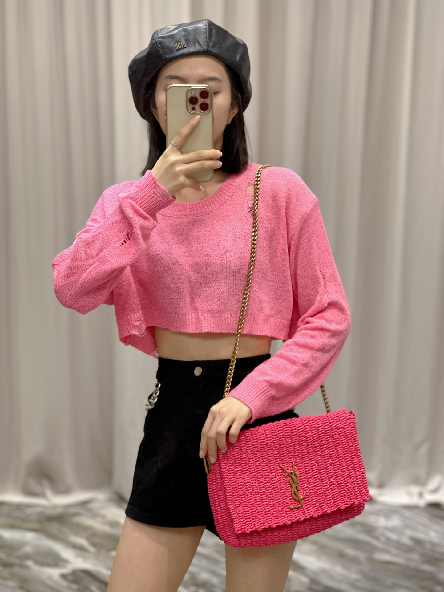 Y*L kate with raffia-28.5×20×6cm