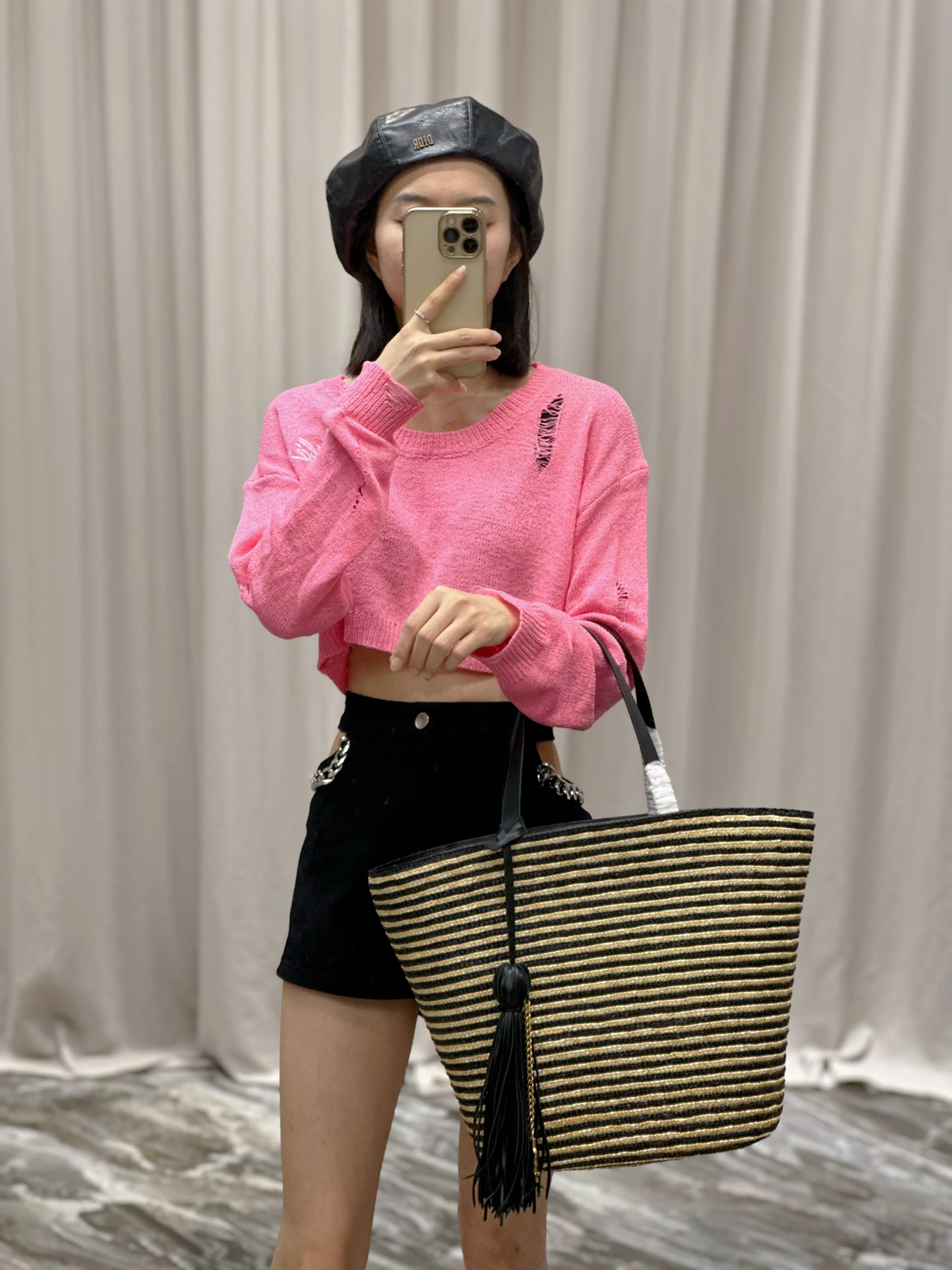 Y*L raffia rattan bag-30×28×15cm