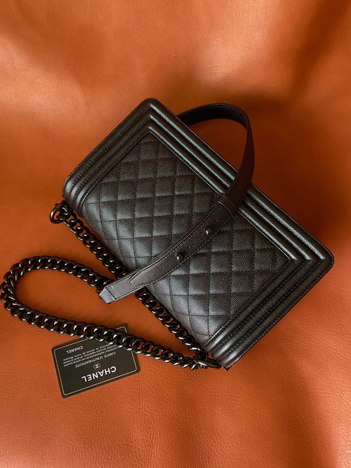 Ch@nel Boy Bag-Caviar-25CM