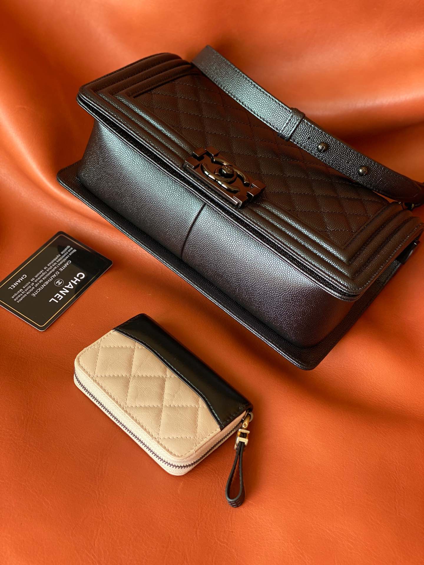 Ch@nel Boy Bag-Caviar-25CM