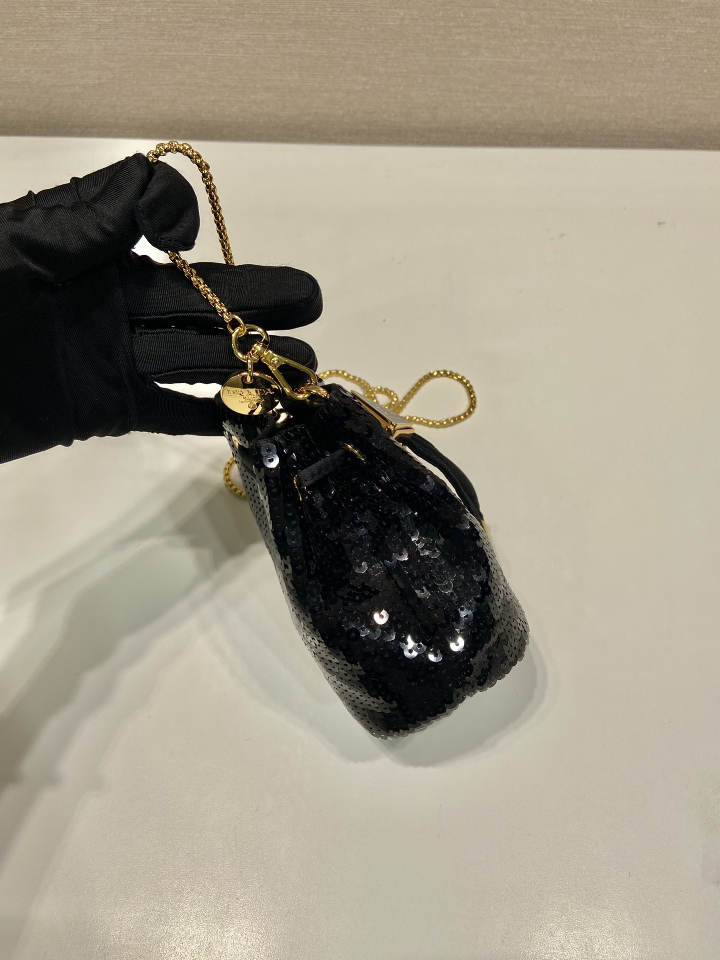 Pra*a sequin bucket 1nr016 bag-10*12*7cm