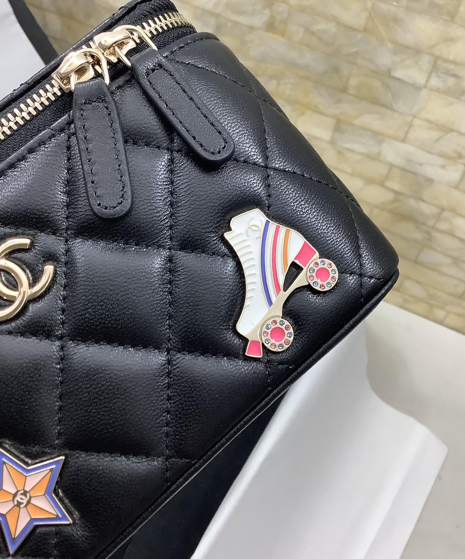 Ch@nel Cosmetic Bag-Lambskin-17*9.5*8CM