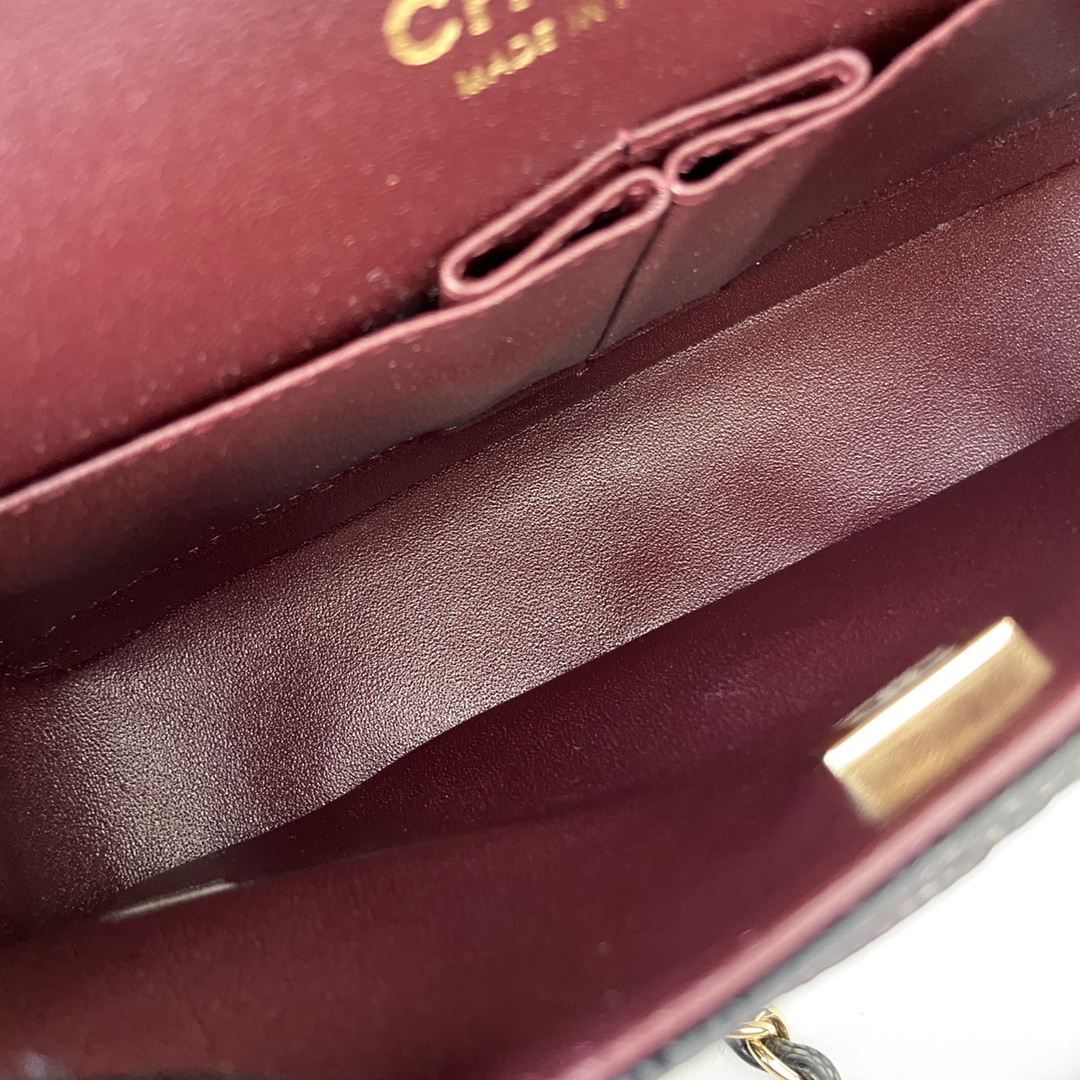 Ch@nel Flap Bag-(Burgundy Inside)Caviar-23CM