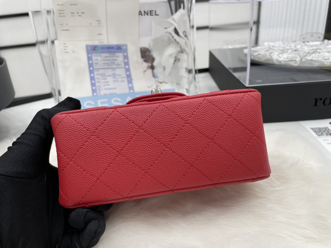 Ch@nel Flap Bag-Caviar Leather-17CM