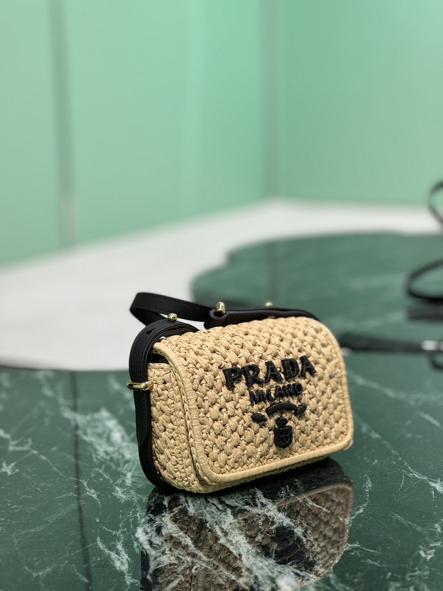 Pra*a woven bag-1bd362-6*12*6cm