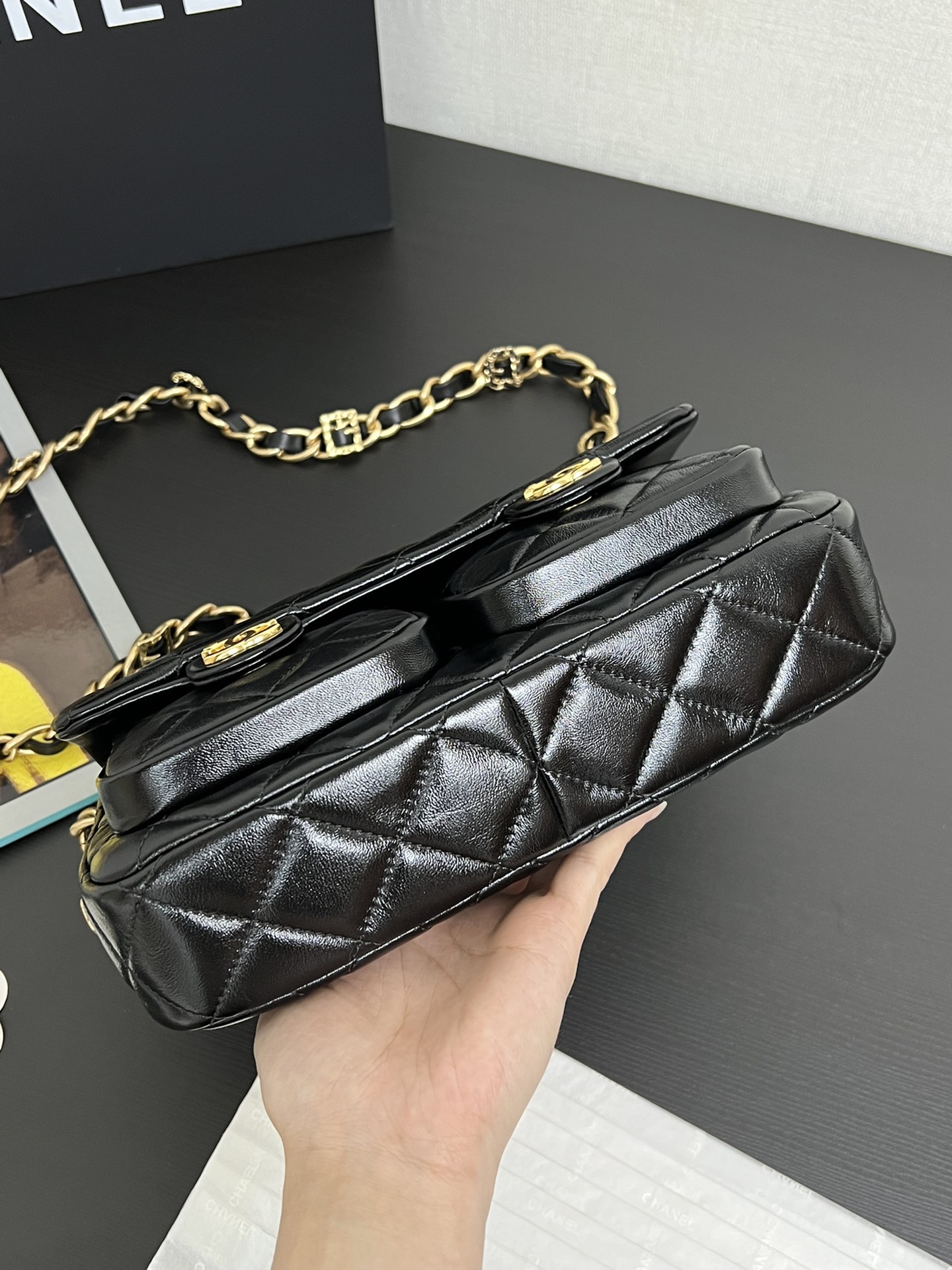 Ch@nel 24A Double Pocket Messenger Bag-24*15*6.5CM