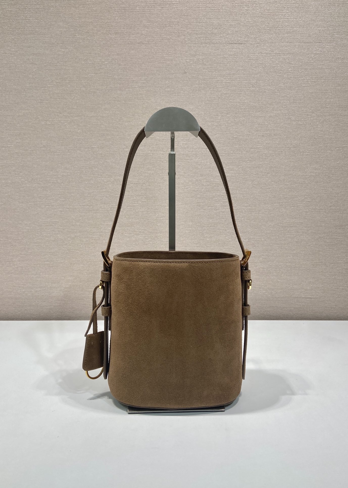 Pra*a cinnamon suede mini bucket bag-1be078a-31*18*10cm