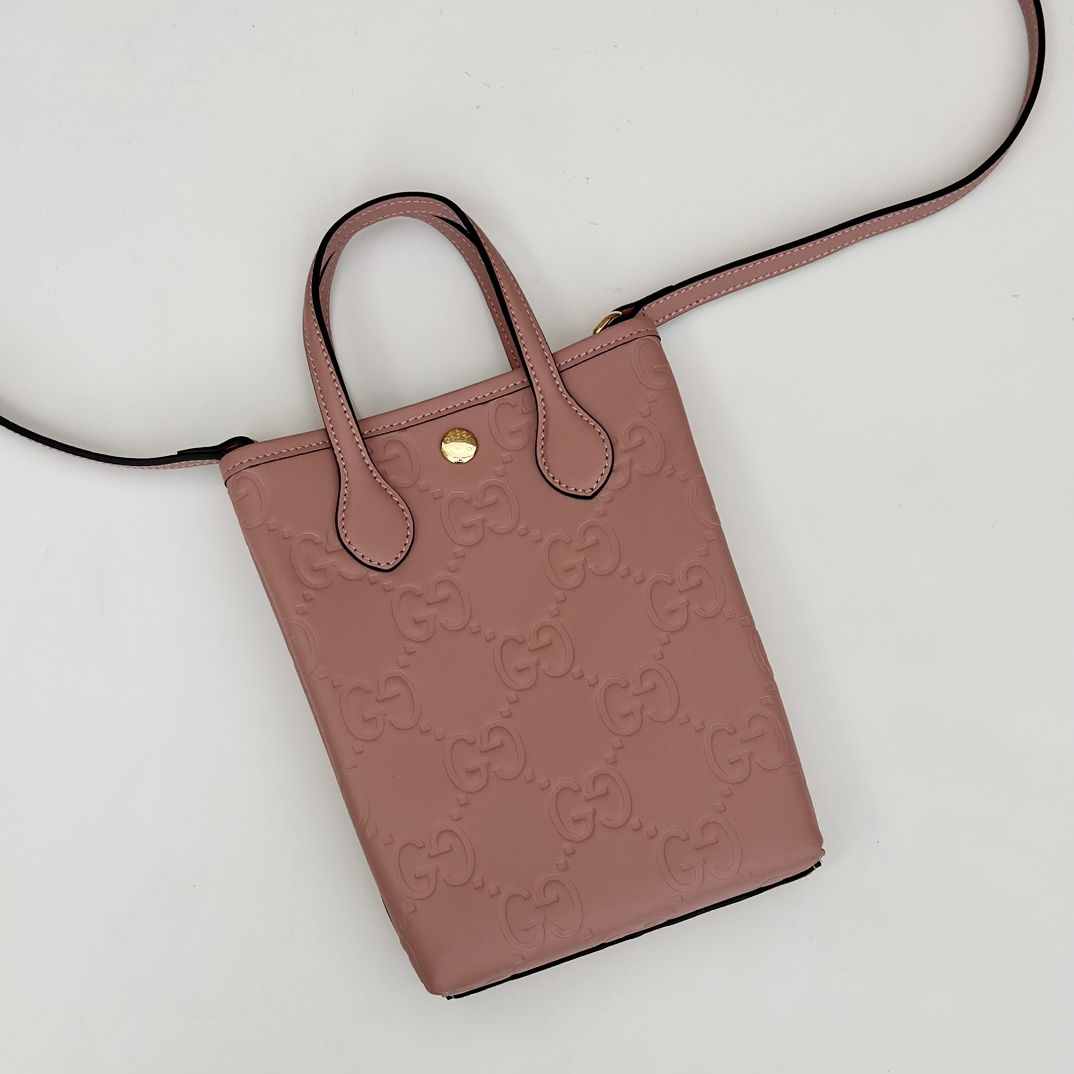 gvc*1 gg S*per mini bag with strap in pink gg leather |-20*13*2.5cm