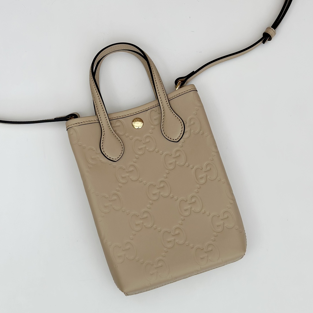 gvc*1 gg S*per mini bag with strap in beige gg leather -20*13*2.5cm