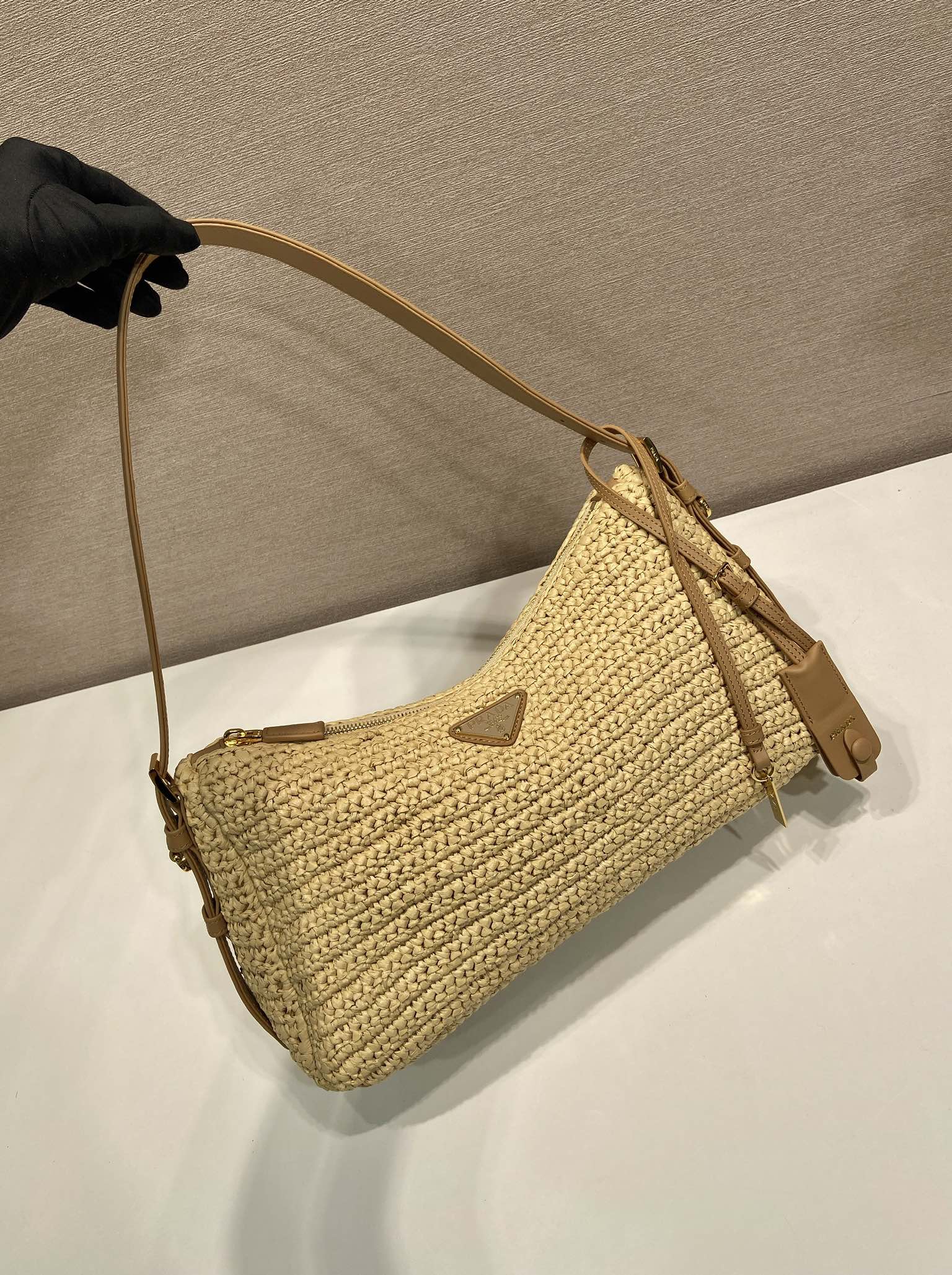 Pra*a aimée large crochet shoulder bag-1bc24-34*19.5*10cm