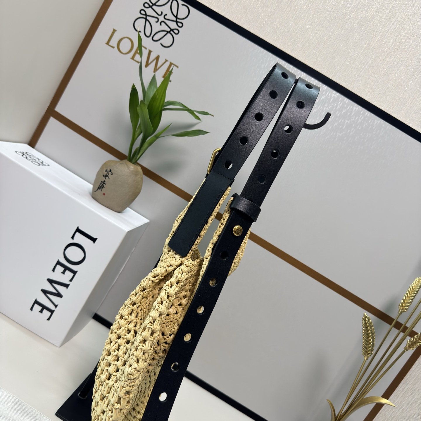 Lo*we Punch Hole Hobo Bag-34*22*24CM