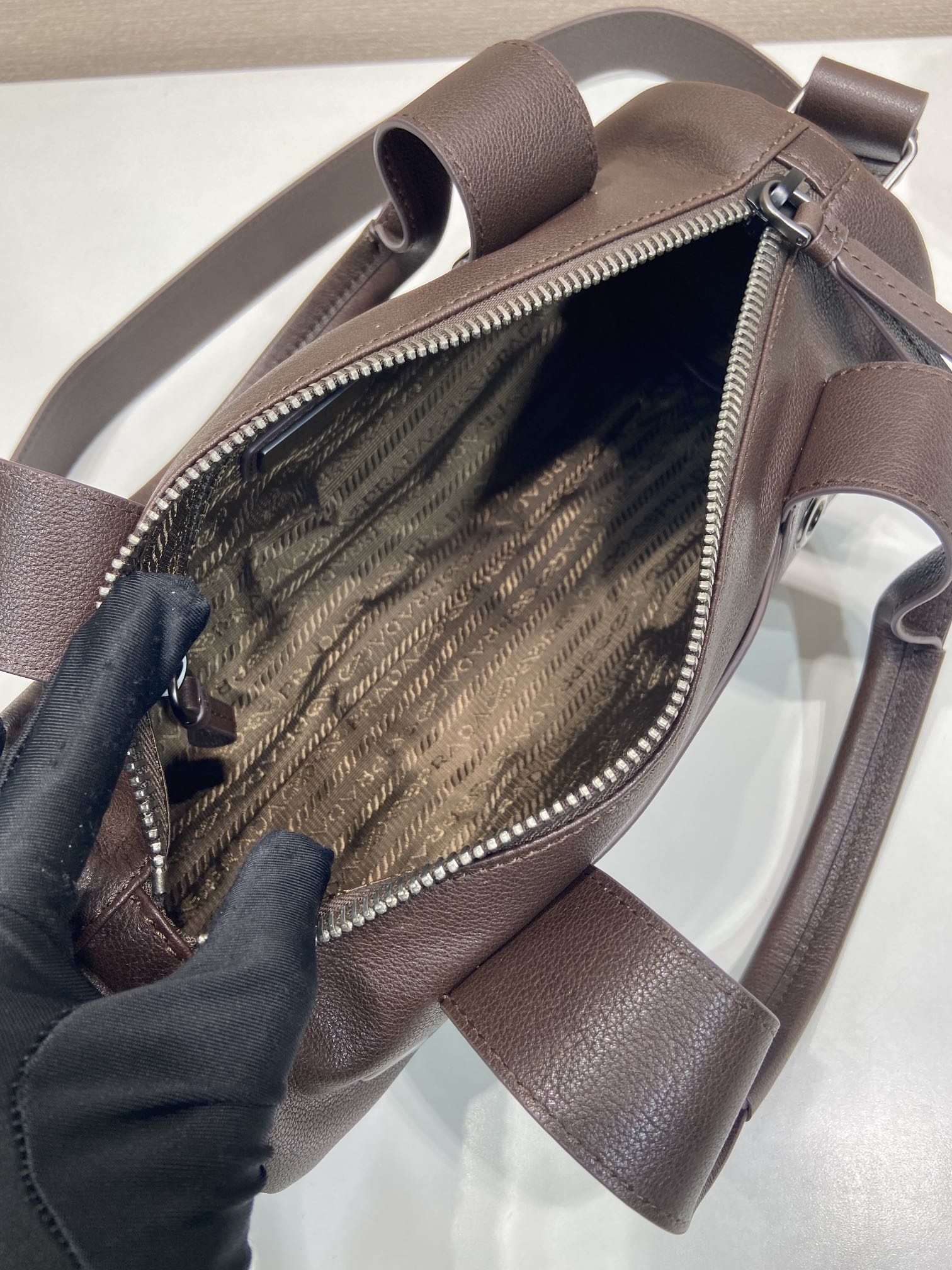 Pra*a Large Route Leather Tote Bag -28.5*12*12cm