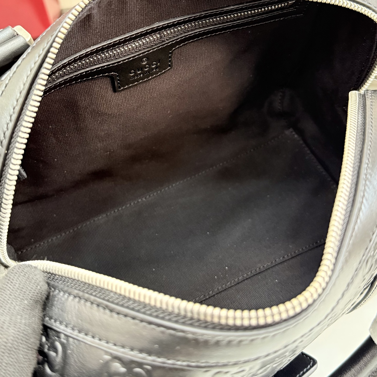 Gv*c* GG Emblem Small Duffle Bag In Black GG leather -25*16*14CM