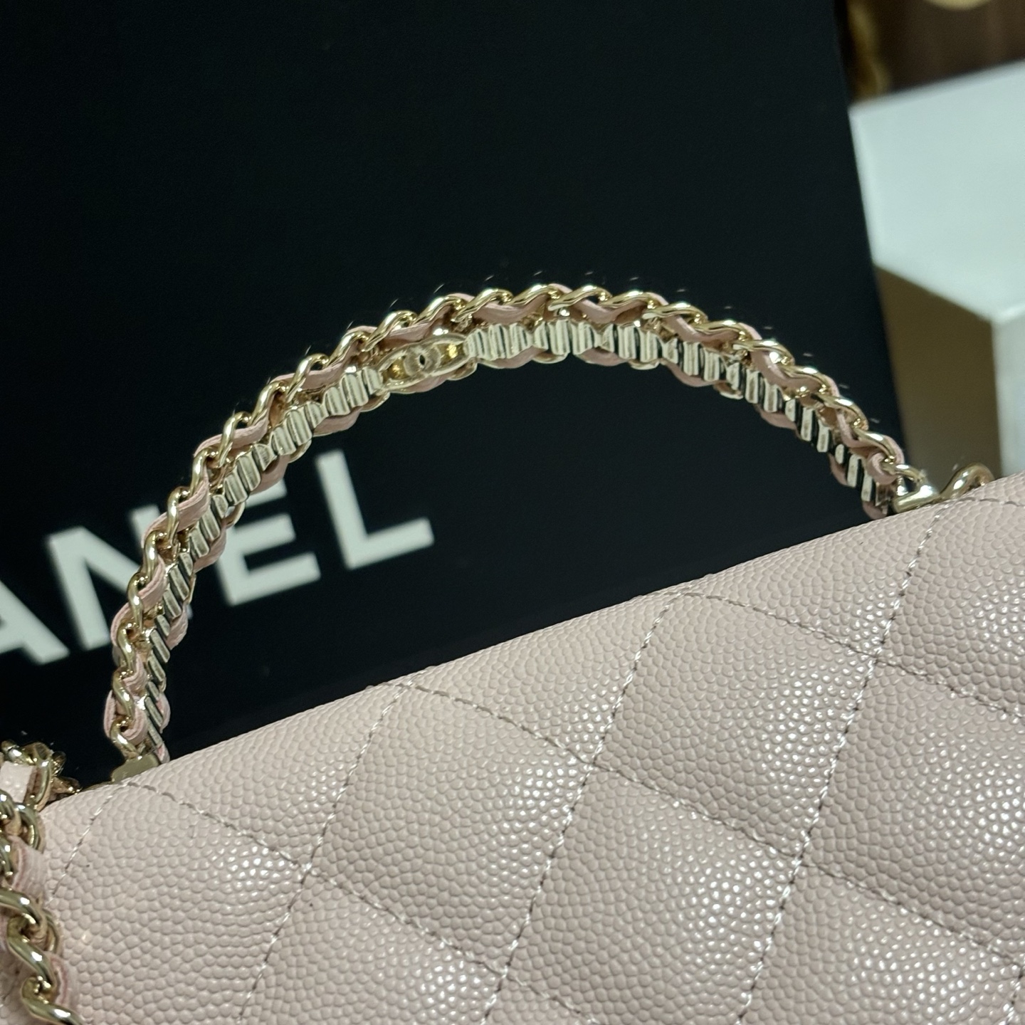 Ch@Nel Caviar Quilted Crystal CC Wallet On Chain-13*19.5*3.5CM