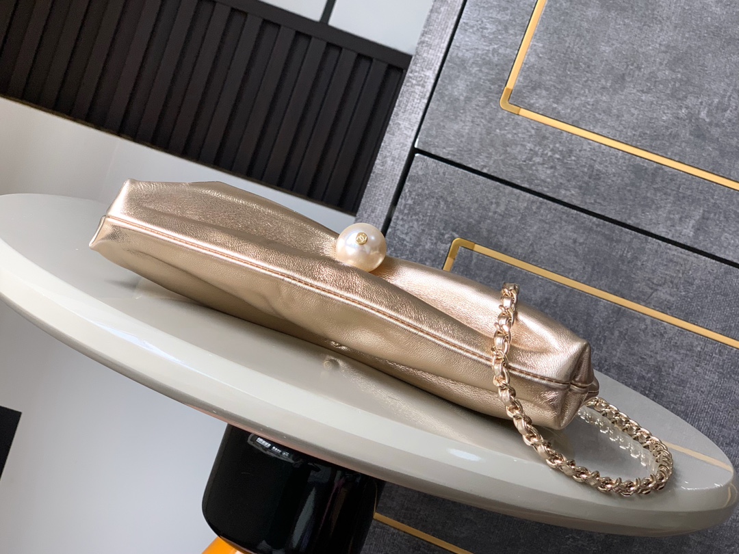 Ch@nel Clutch Bag with Chain Lambskin-14x24 x 5CM