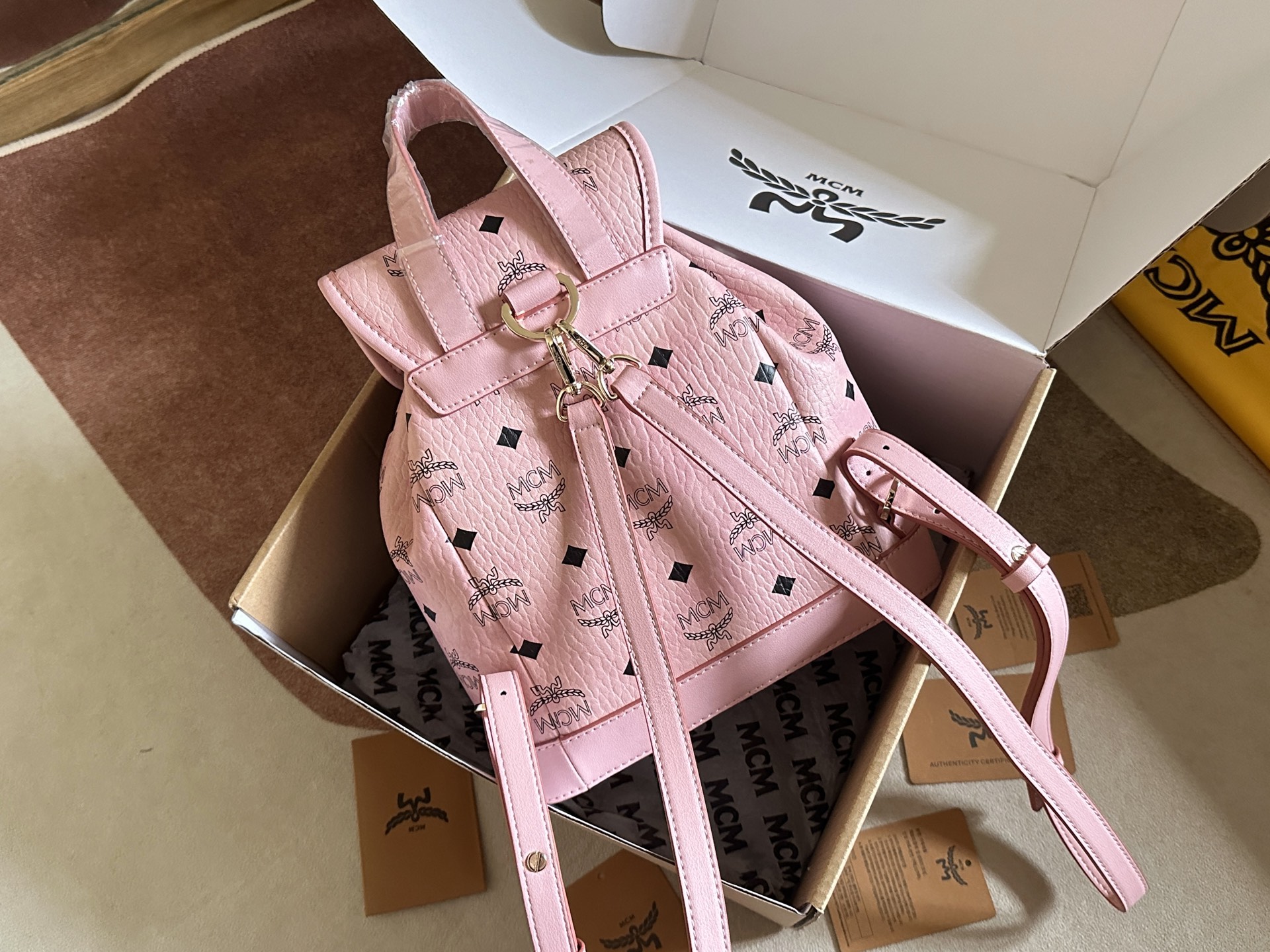 MCM Mini Aren Drawstring Backpack in Visetos-25x23x11CM