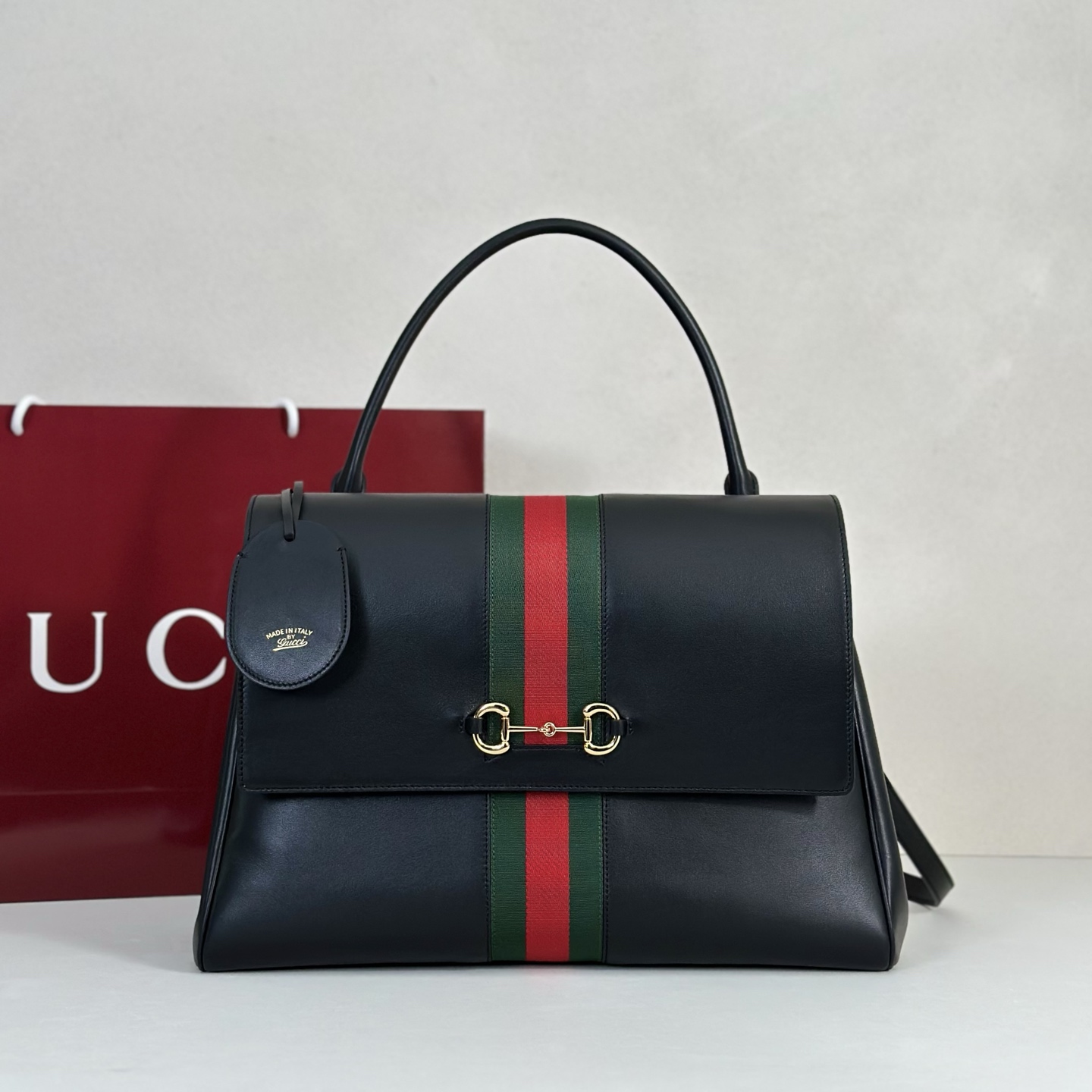 Gv*c* Paparazzo Large Top Handle Bag In Black Leather-37*29*13CM