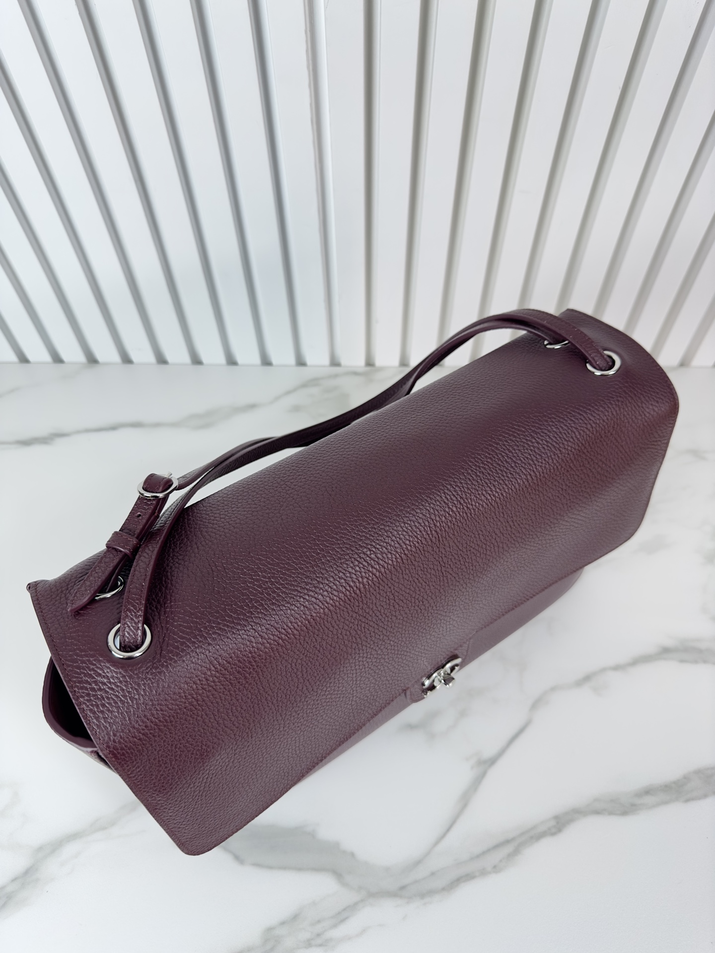 Ch@nel Maxi Flapbag , Grained Calfskin & Silver-Tone Metal, lLight-26*38.5*11CM