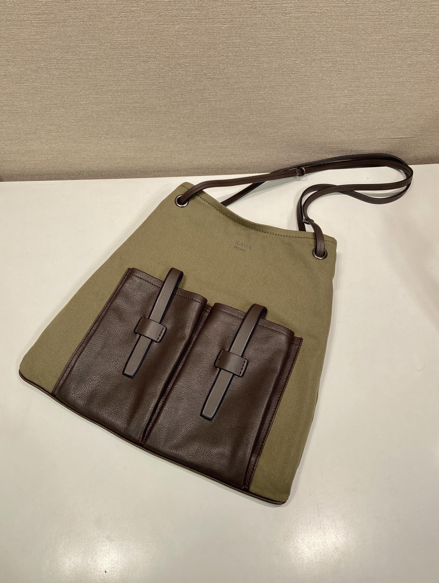 Pra*a Large Route Leather Tote Bag-1BC293-39*33CM