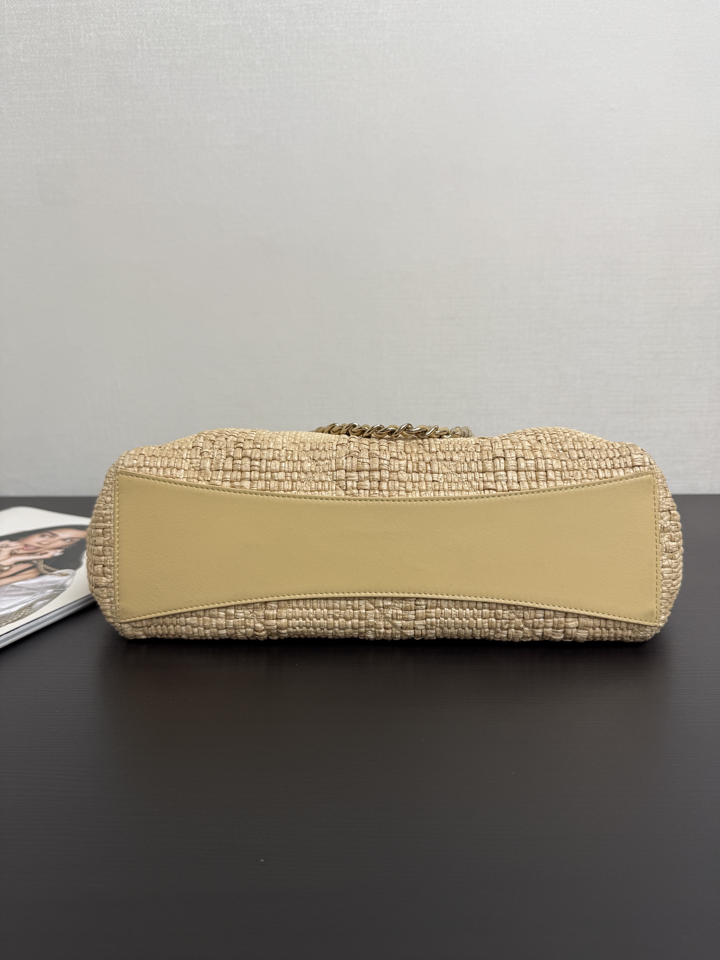 Ch@nel Shopping Bag, Braided Raffia & Gold-Tone Metal-26×40×12CM