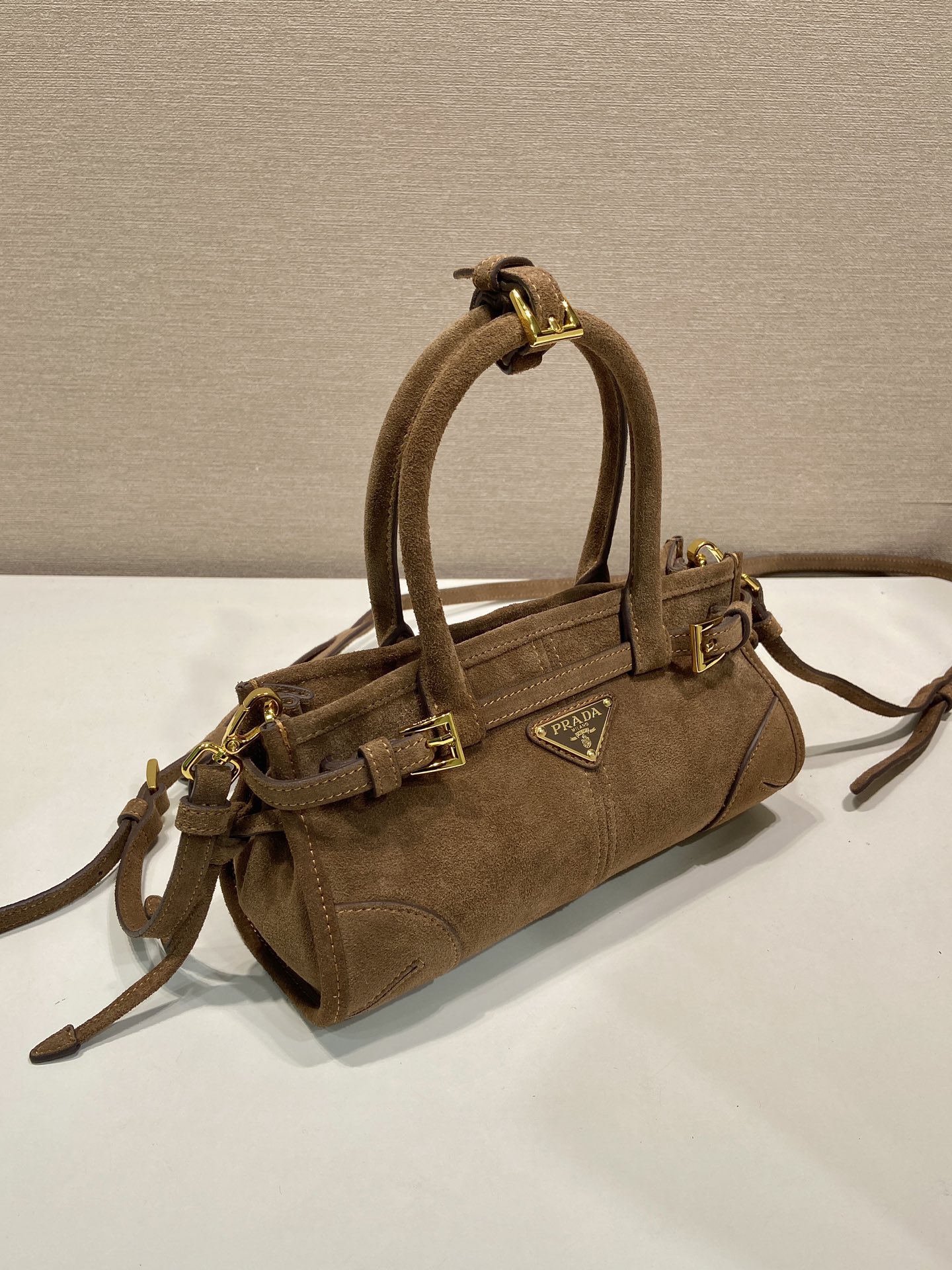 Pra*a Bonnie Suede Handbag-23.5*12*9CM