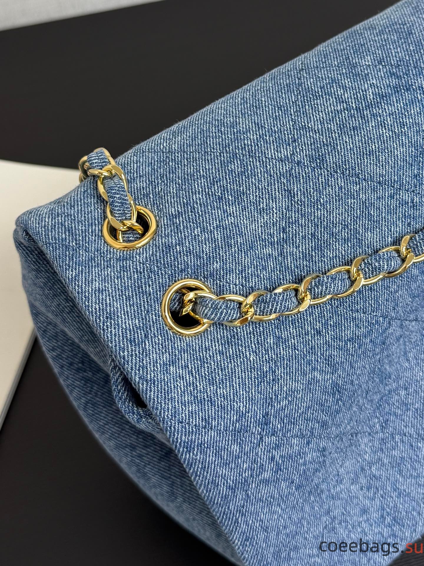 Ch@nel Denim Souplissimo Maxi Flap Blue-38*28*11CM