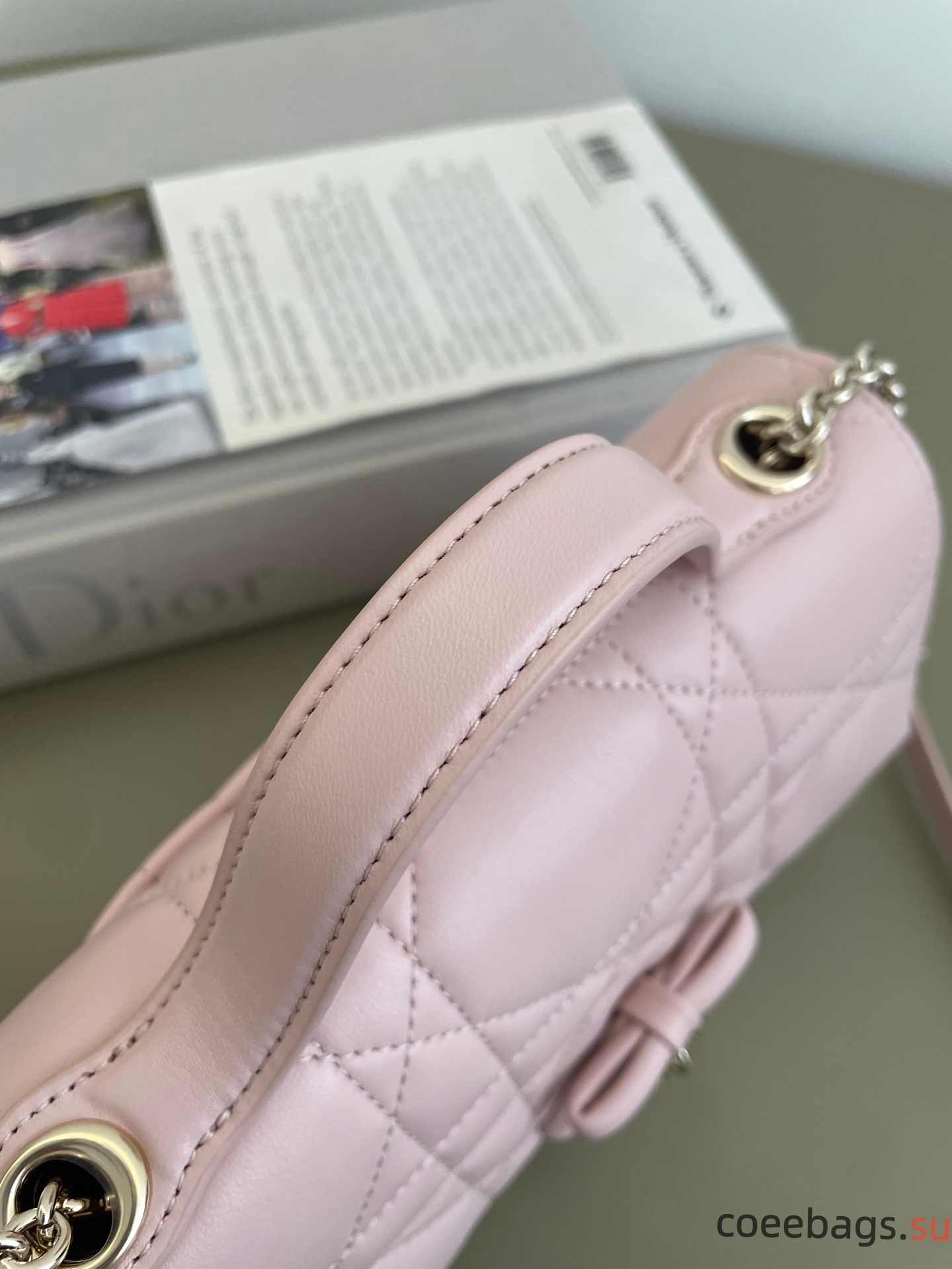 Di*or My Tender Top Handle Mini Bag Rose Tendre Macrocannage-21*7*11.5CM