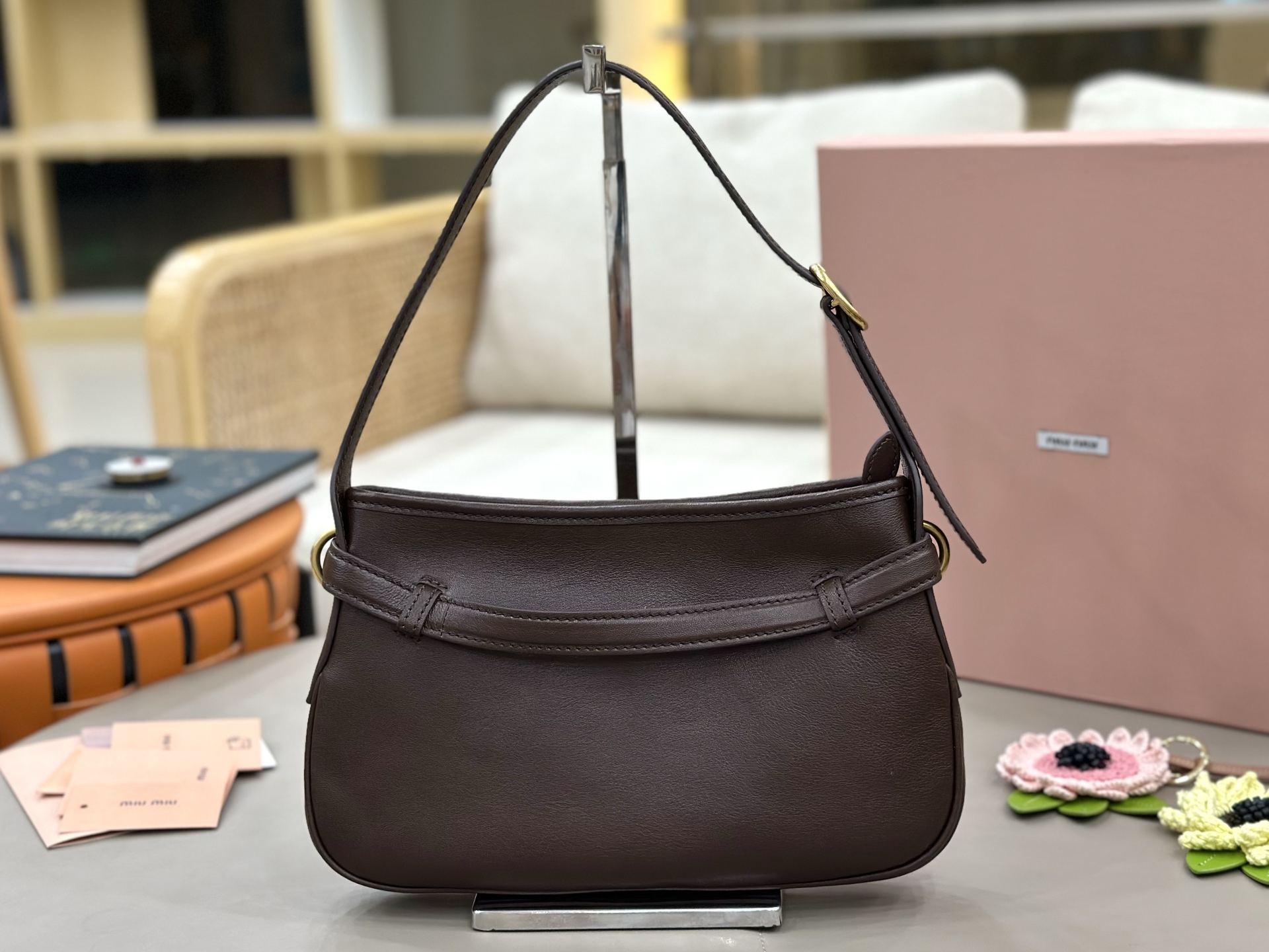 Miu Miu Leather Strap Buckle Shoulder Bag-30*18.5*4.5CM