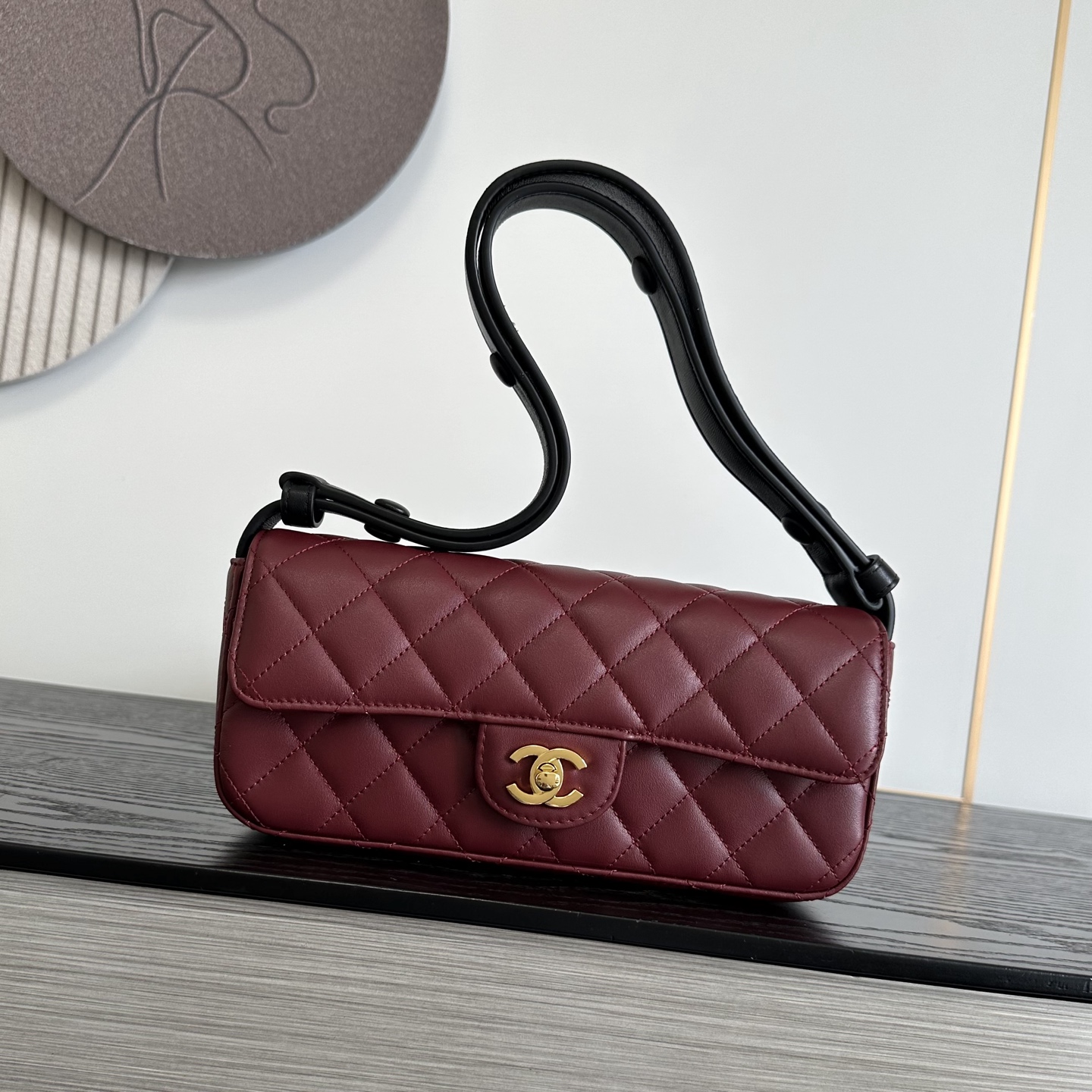 Ch@nel Leather Flap Shoulder Bag-10X25X5CM