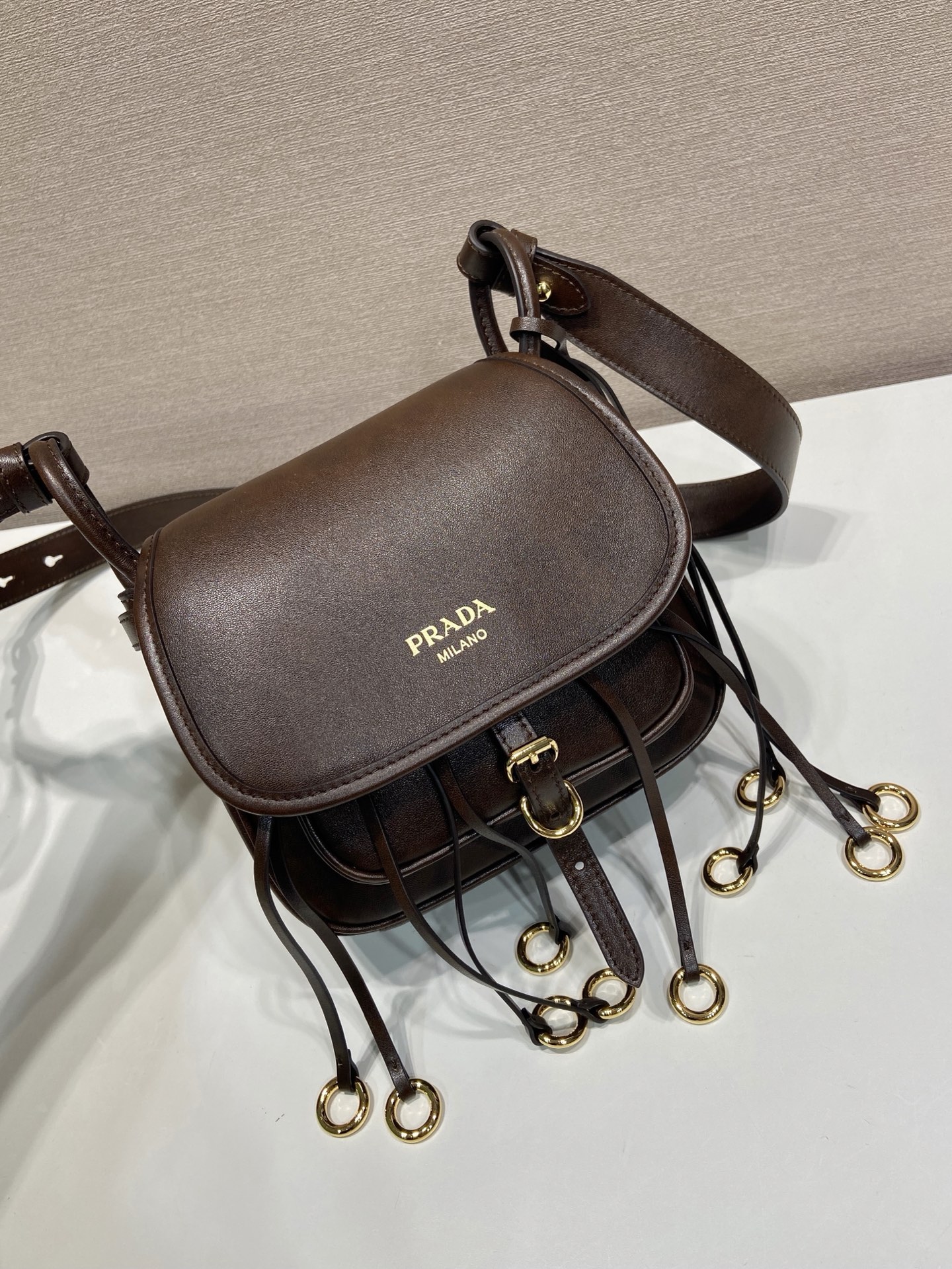 Pra*a Corsaire Aged Shoulder Bag-19.5*16.5*6CM