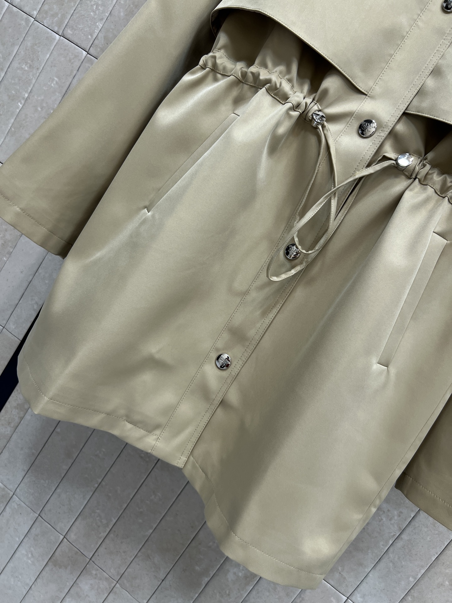 Prad* Khaki Stand-Collar Trench Coat